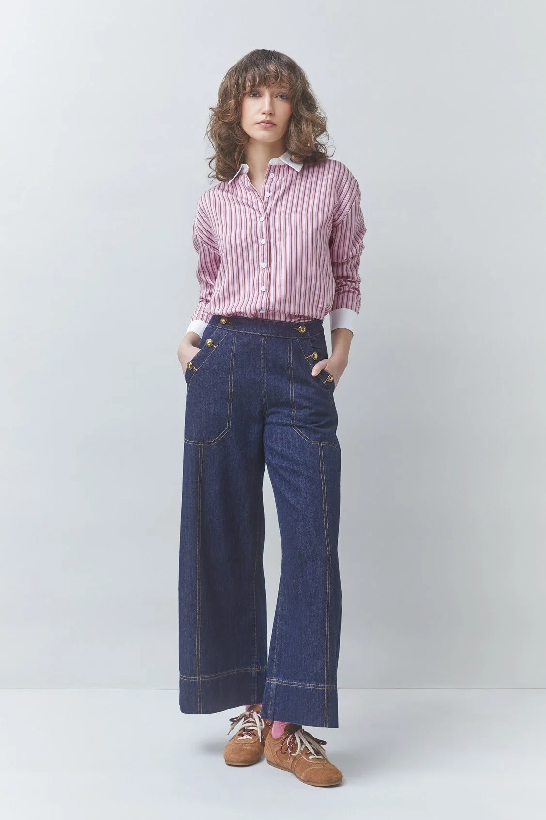 Suncoo_Lake_Two_Tone_Striped_Shirt_Blouse_Rose_Pink_1.jpg