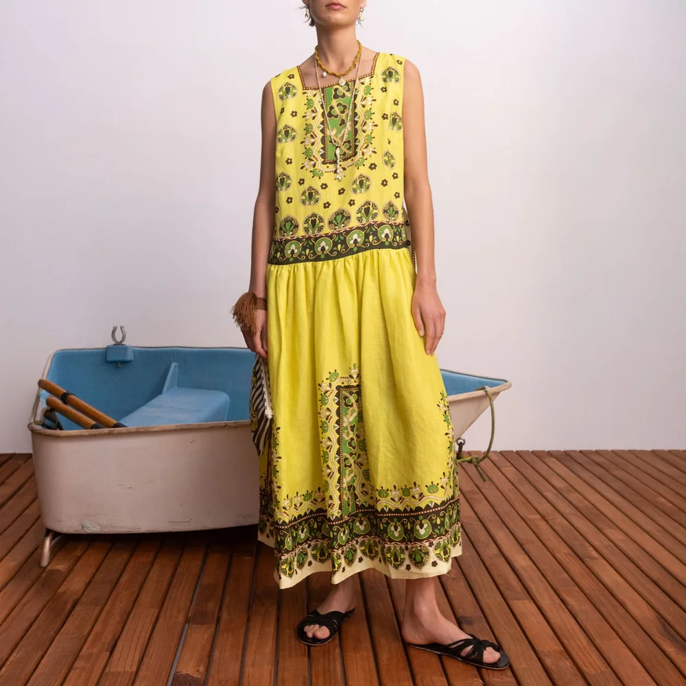 bridgette midi dress Alémais Bridgette Midi Dress Citrus — Aggregate Supply
