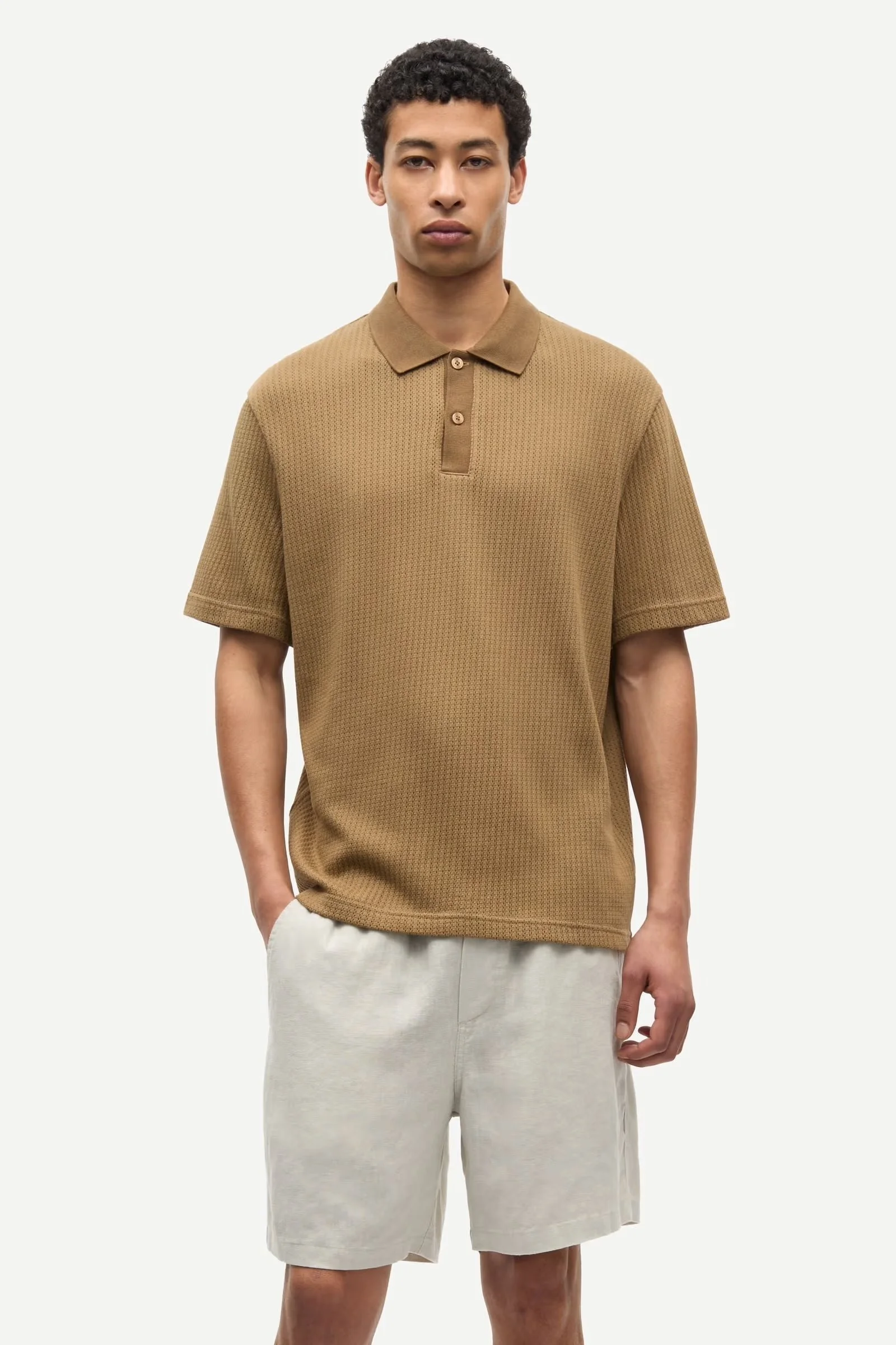 20612_Samsoe_Sajase_Polo_Shirt_Kangaroo_Tan_Brown_Caramel_Mocha_Coffee_Knit_1.jpeg