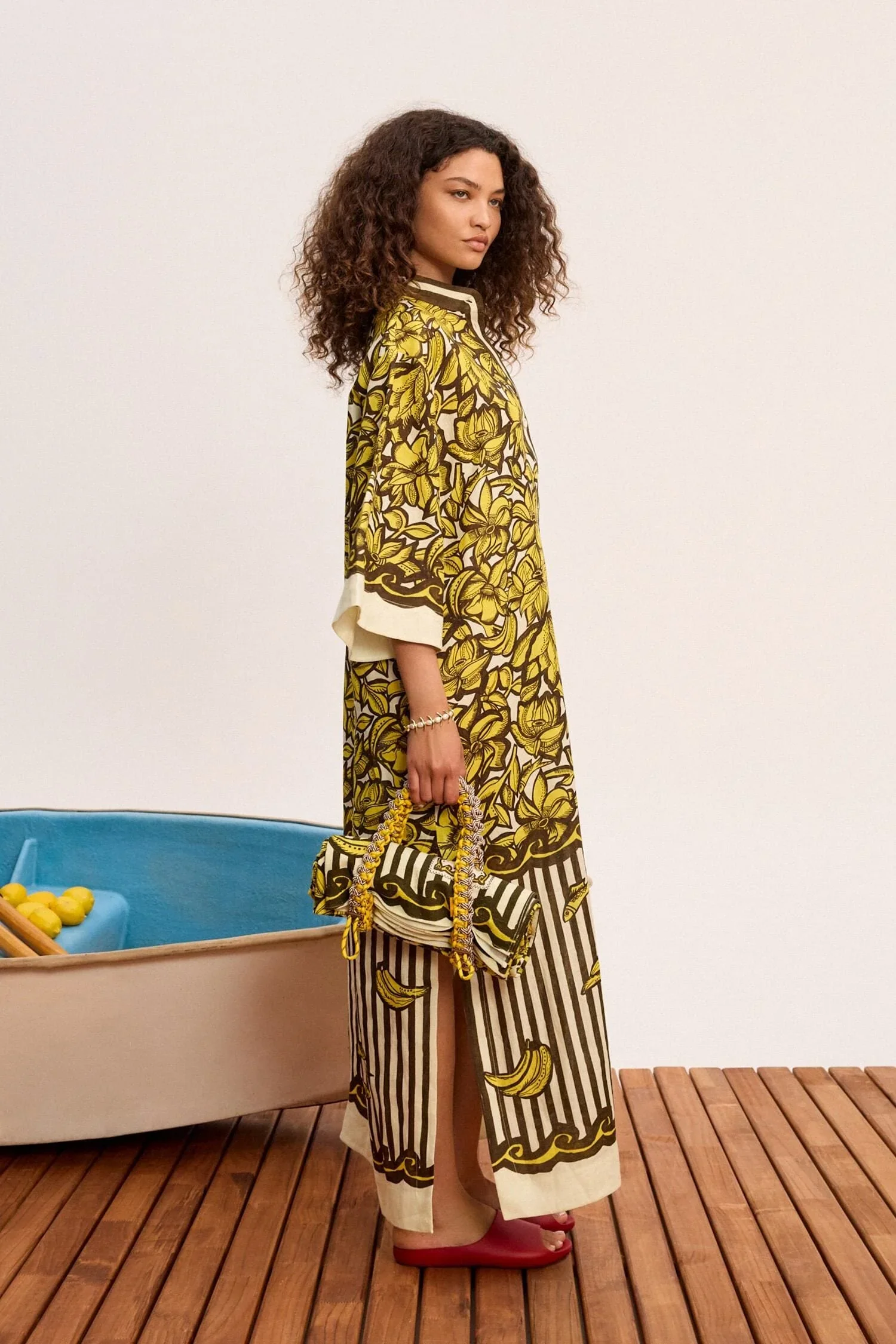 Alemais_Mona_Pool_Dress_Tunic_Kaftan_Bananas_Yellow_Brown_2.webp