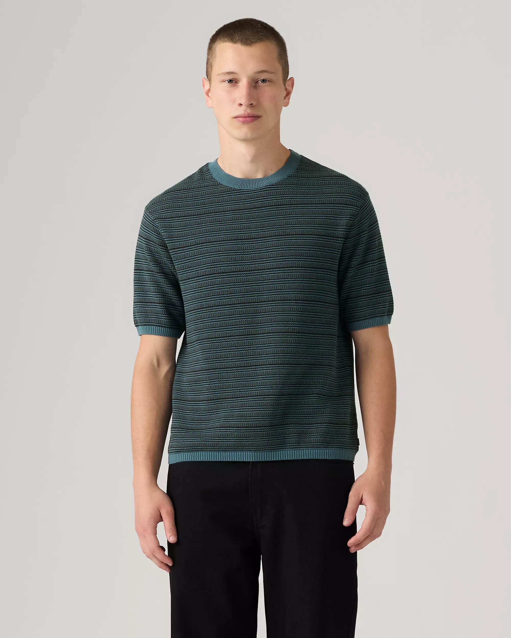 MT_003ZE-0002_Levi's_Ani_Short_Sleeve_Sweater_Tee_T-shirt_Textured_Stripe_Jet_Black_Blue_6.webp