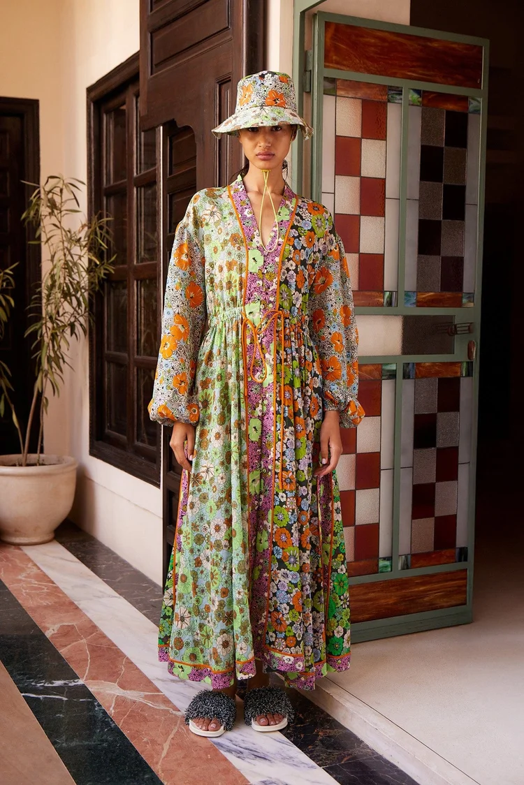 Almais Orange Blossom Spliced Midi Dress  Aggregate Supply