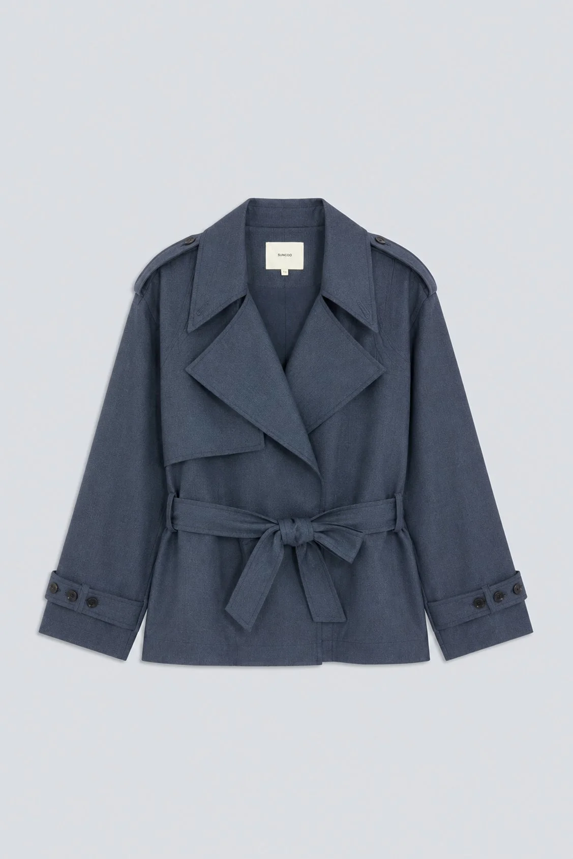 Suncoo_Oversized_Short_Jacket_Belt_Carbon_Steel_Grey_Gray_Moto_Trench_4.jpg