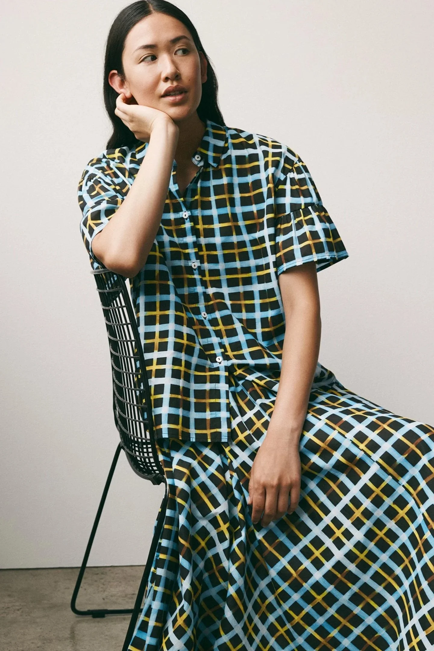 Kowtow_Painterly_Blouse_Neon_Tartan_Plaid_2.jpg