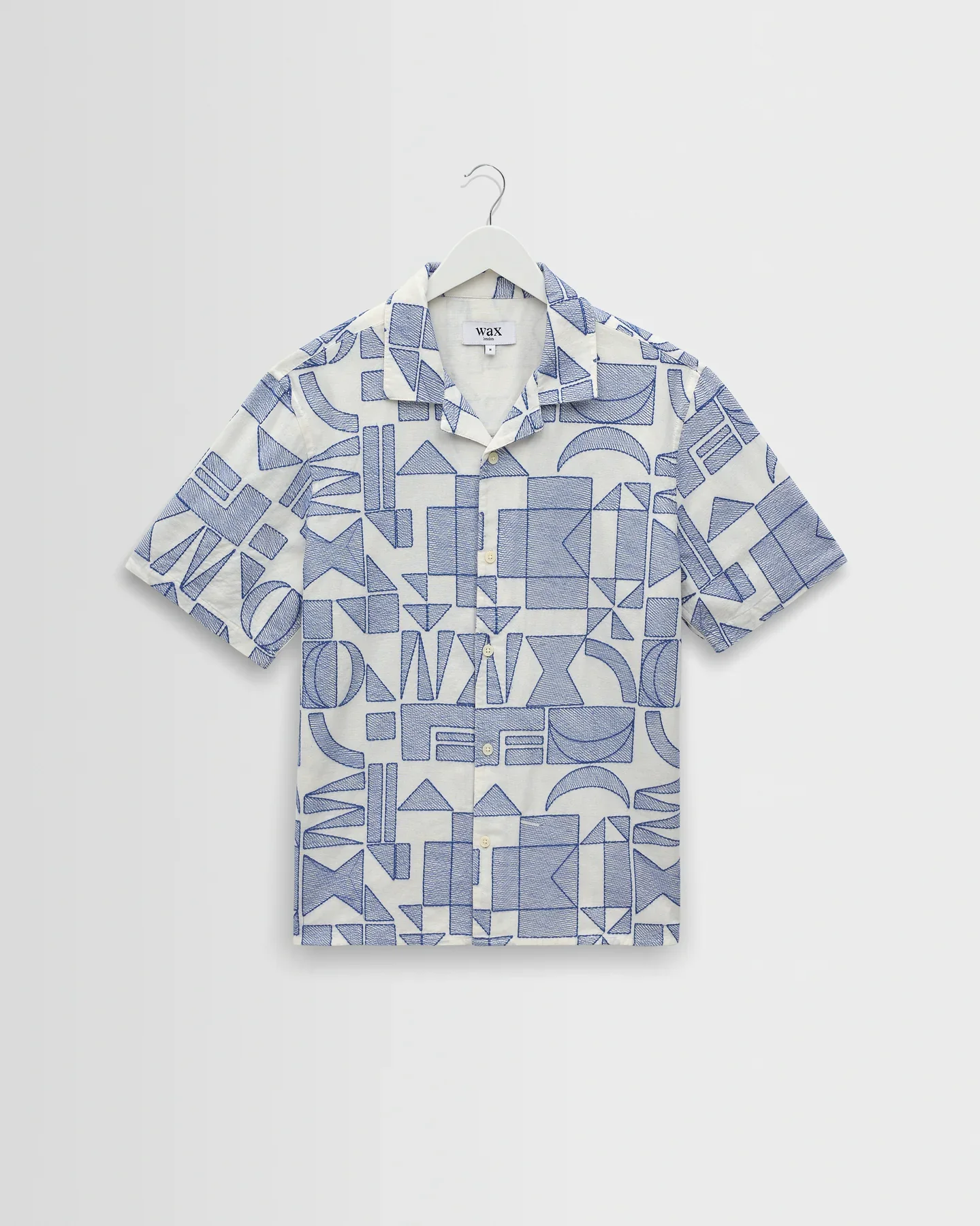 Wax_London_Didcot_Shirt_Ecru_Blue_Geometric_Emboidered_1.webp
