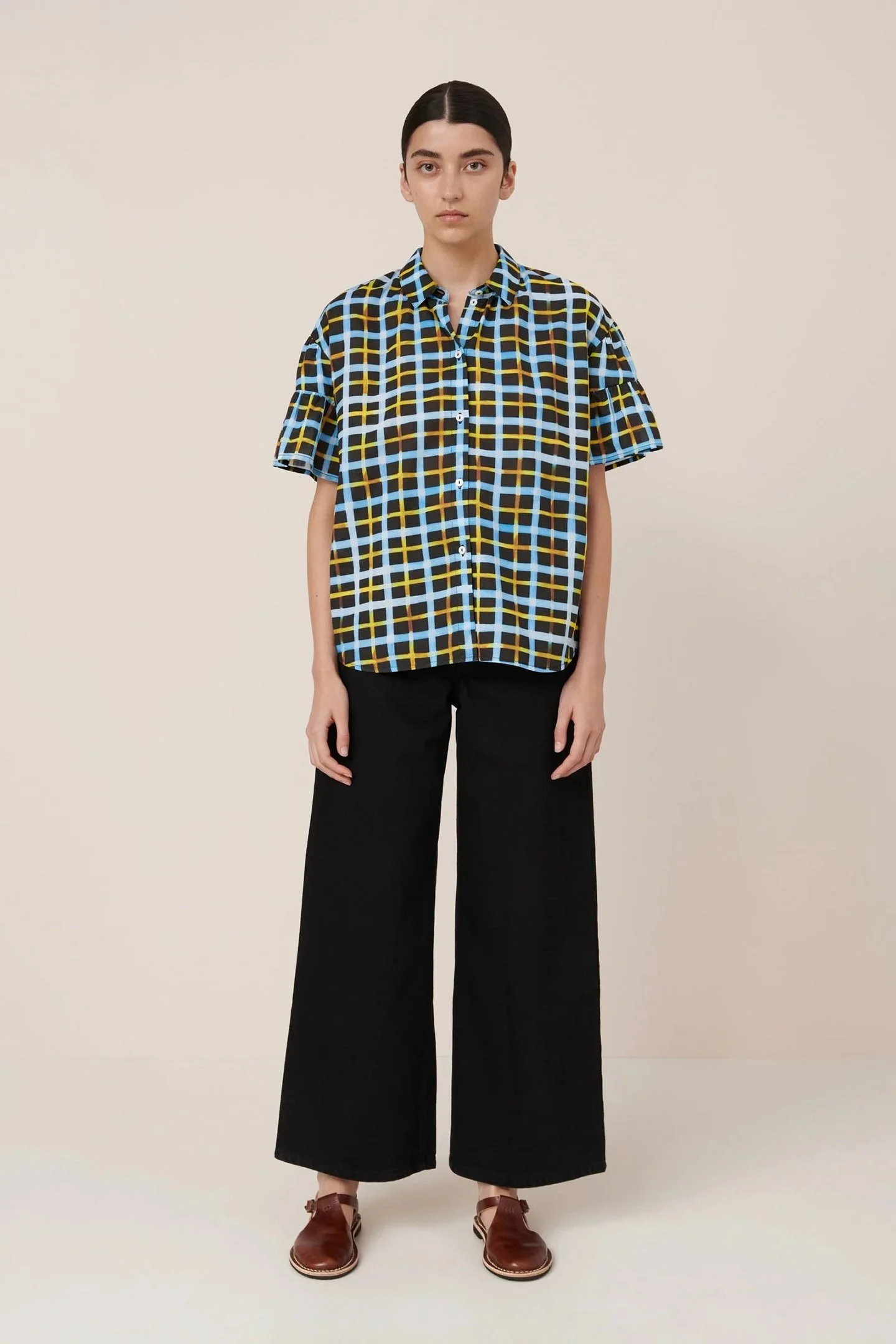 Kowtow_Painterly_Blouse_Neon_Tartan_Plaid_3.jpg