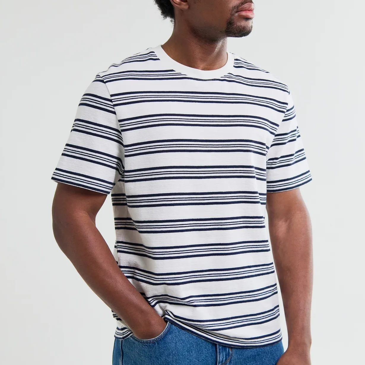 Wax_London_Dean_Tee_Ecru_Navy_Textured_Stripe_Organic_Cotton_2a.webp