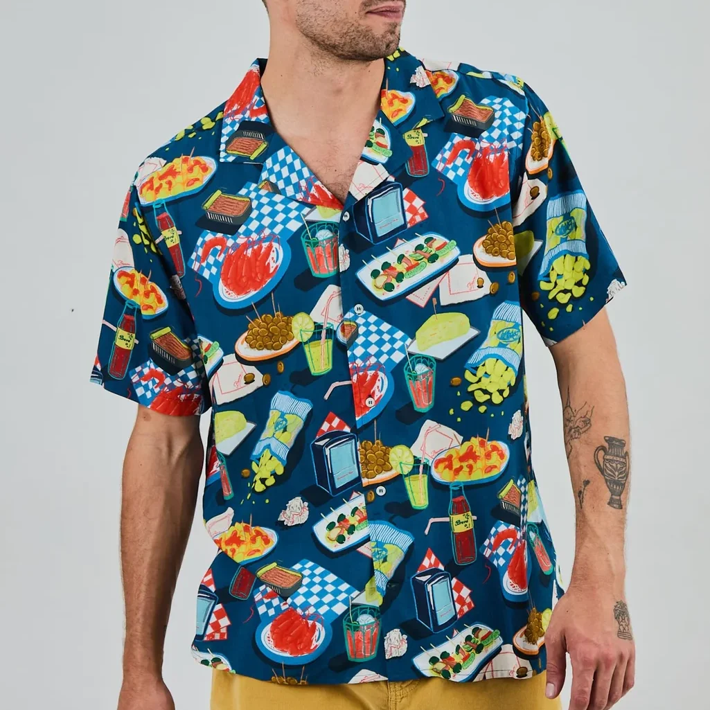 Brava_Chiringuito Aloha_Shirt_Blue_Food_Picnic_1a.webp