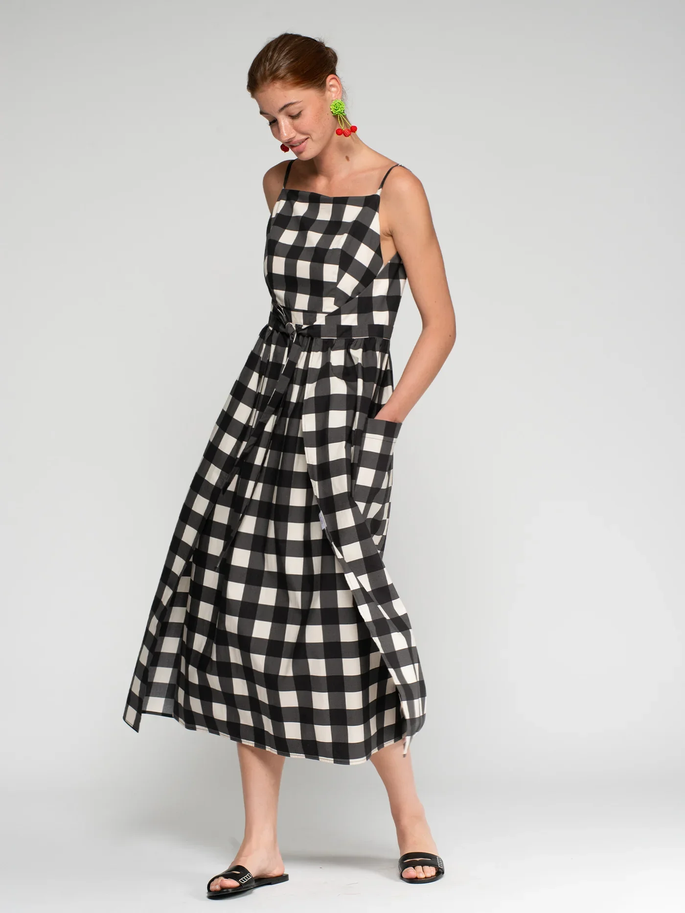 Vilagallo_Long_Midi_Dress_Black_White_Gingham_Vichy_Check_1.webp