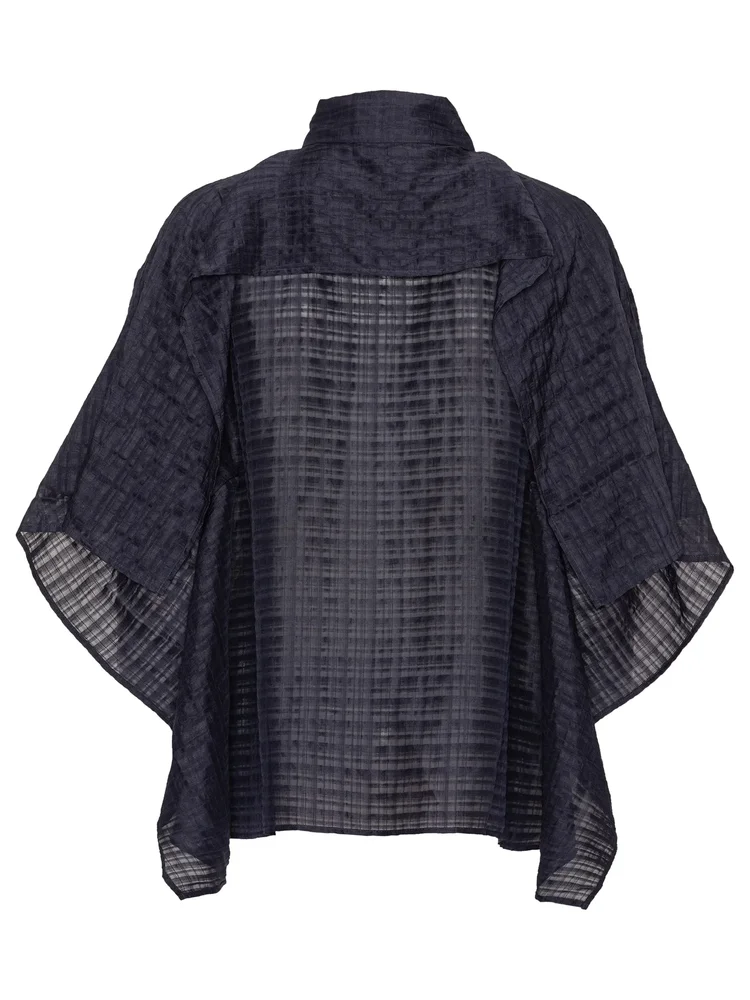 HENRIK VIBSKOV　プリーツ　プリント　シャツ　　72-0913-4A Henrik Vibskov Square Shirt Navy — Aggregate Supply