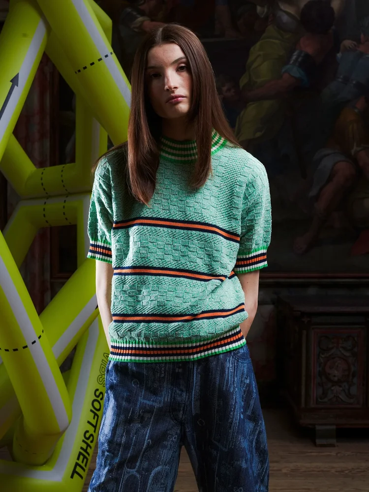 Henrik Vibskov Safe-T Knit Green Grey Denim — Aggregate Supply