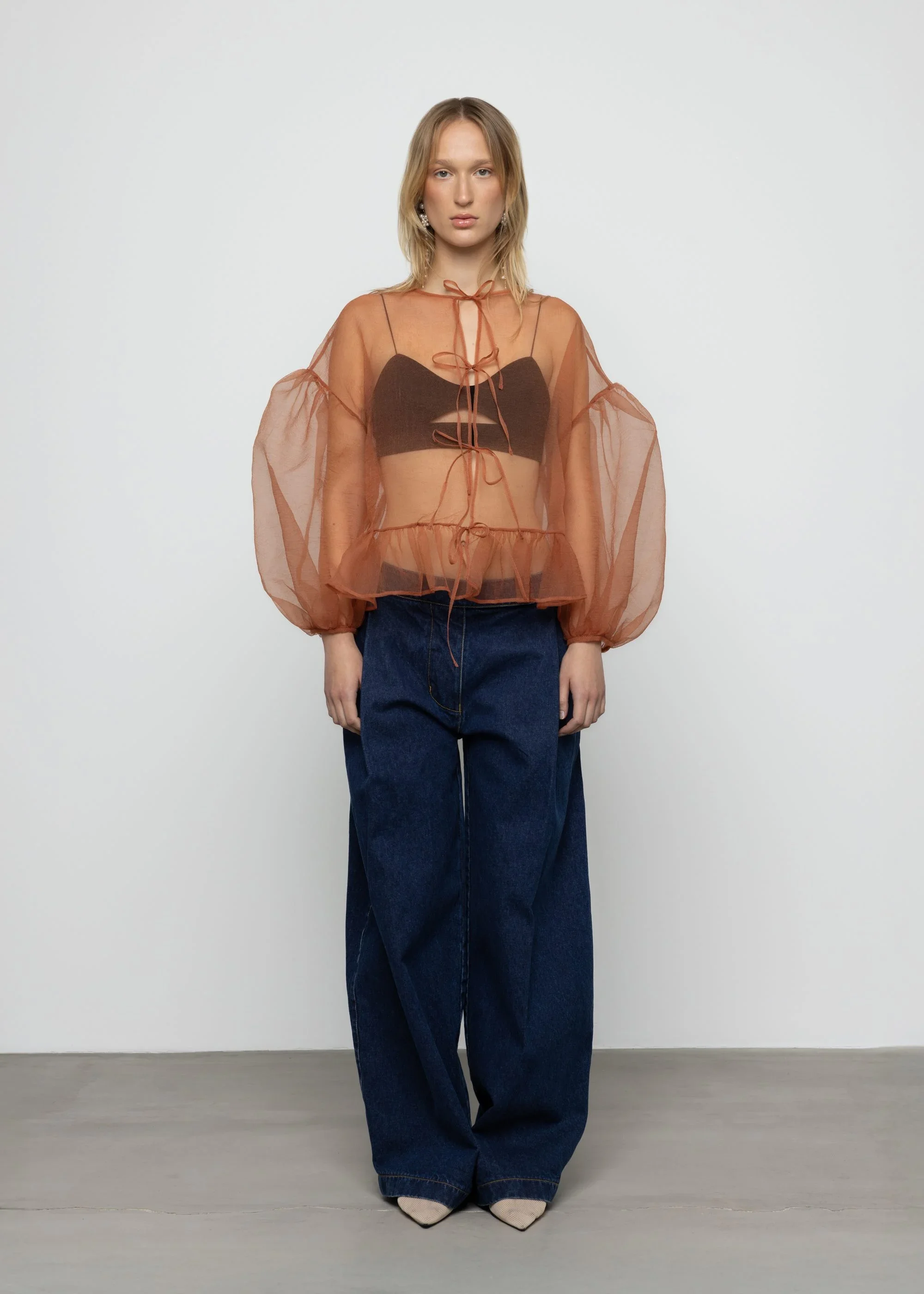 Esthe_Volume_Organza_Bow_Top_Blouse_Cork_Brown_Bronze_Copper_5.webp