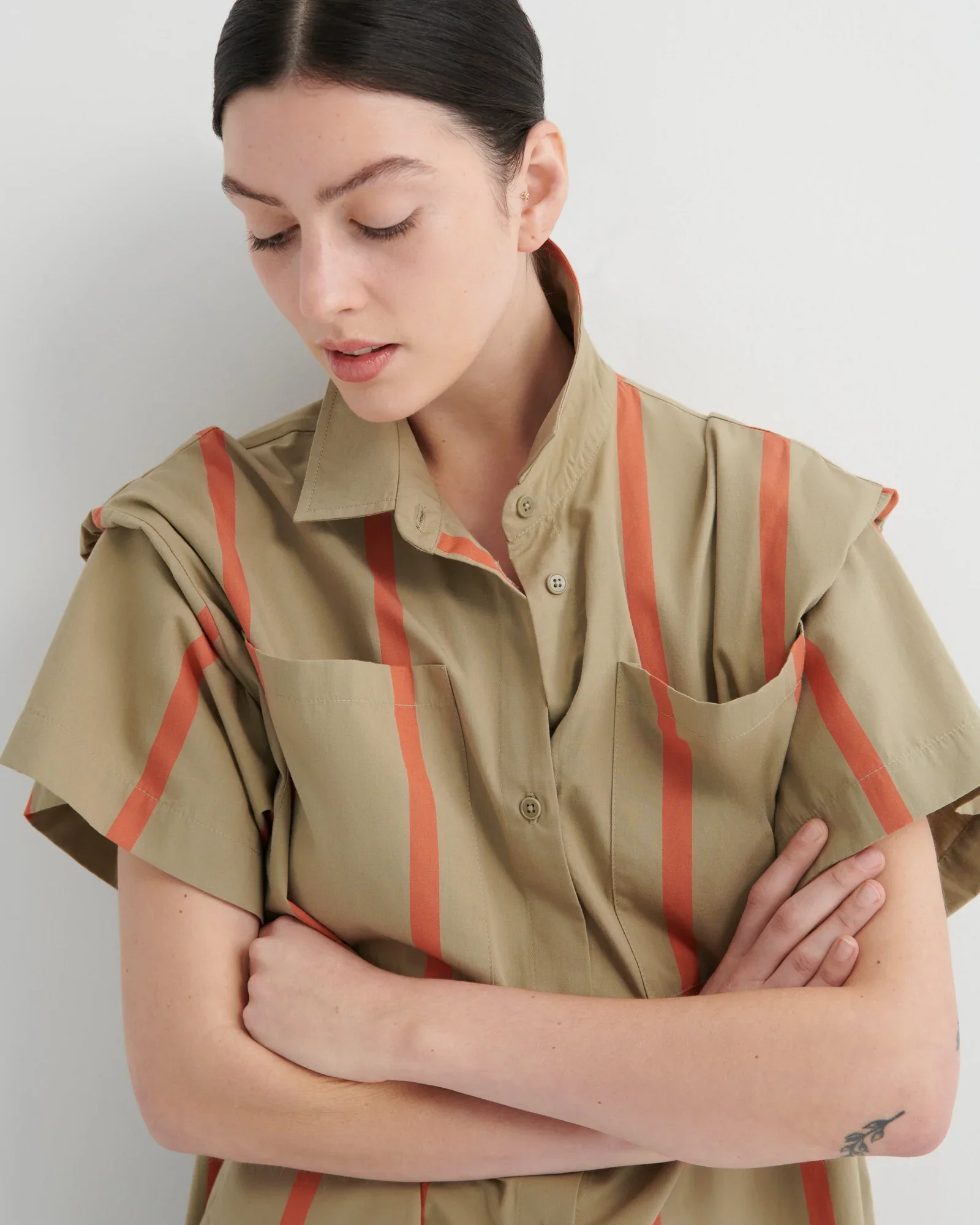 Kowtow_Balance_Dress_Nastutium_Stripe_Brown_Khaki_Orange_5.webp