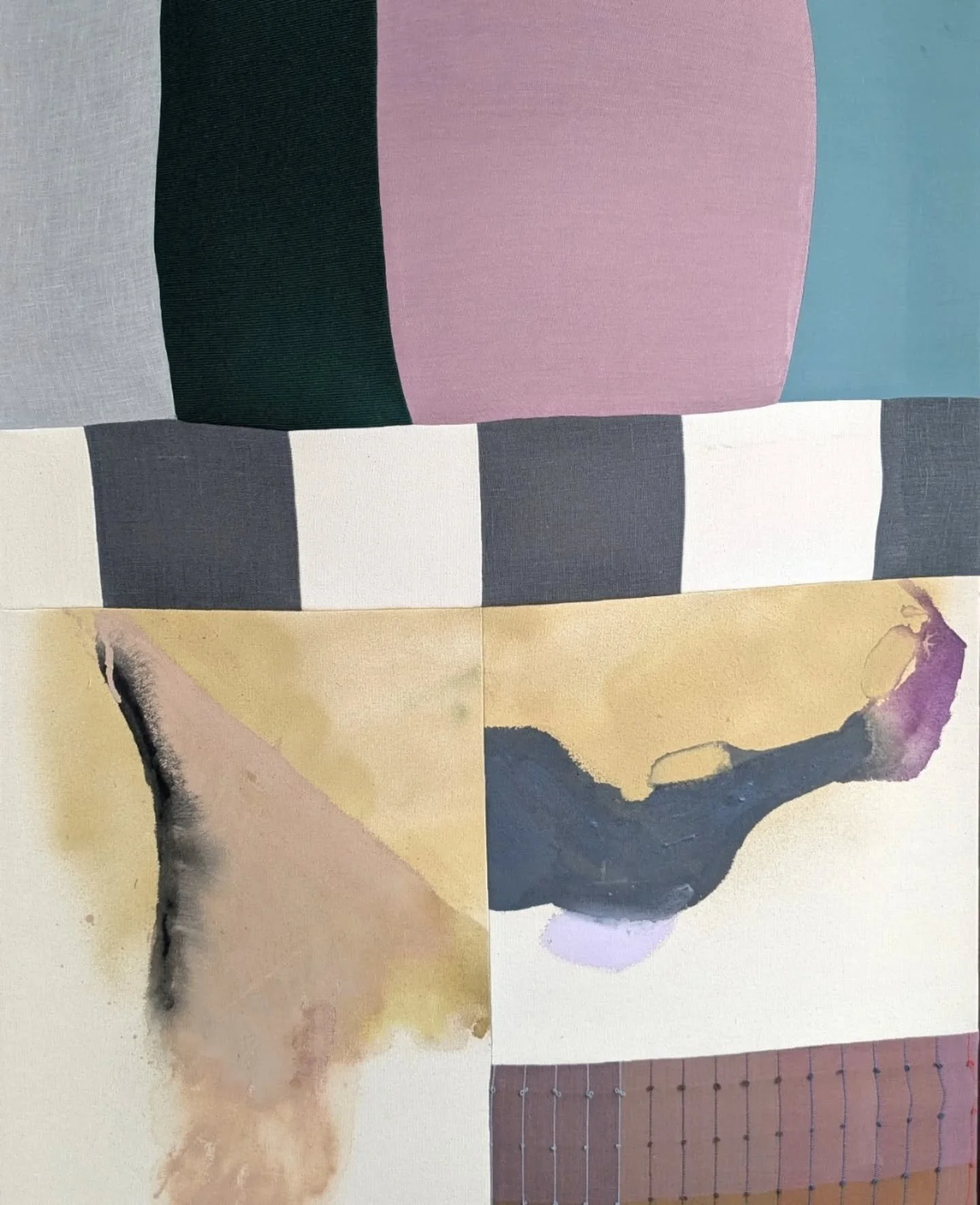 This one just feels fun to me, perfect for Friday vibes ✨

"The Perfect Spot", acrylic on canvas with sewn textiles, 40" x 30", 2025. Available with @jkostuikgallery 

#textileart #painters #makeart