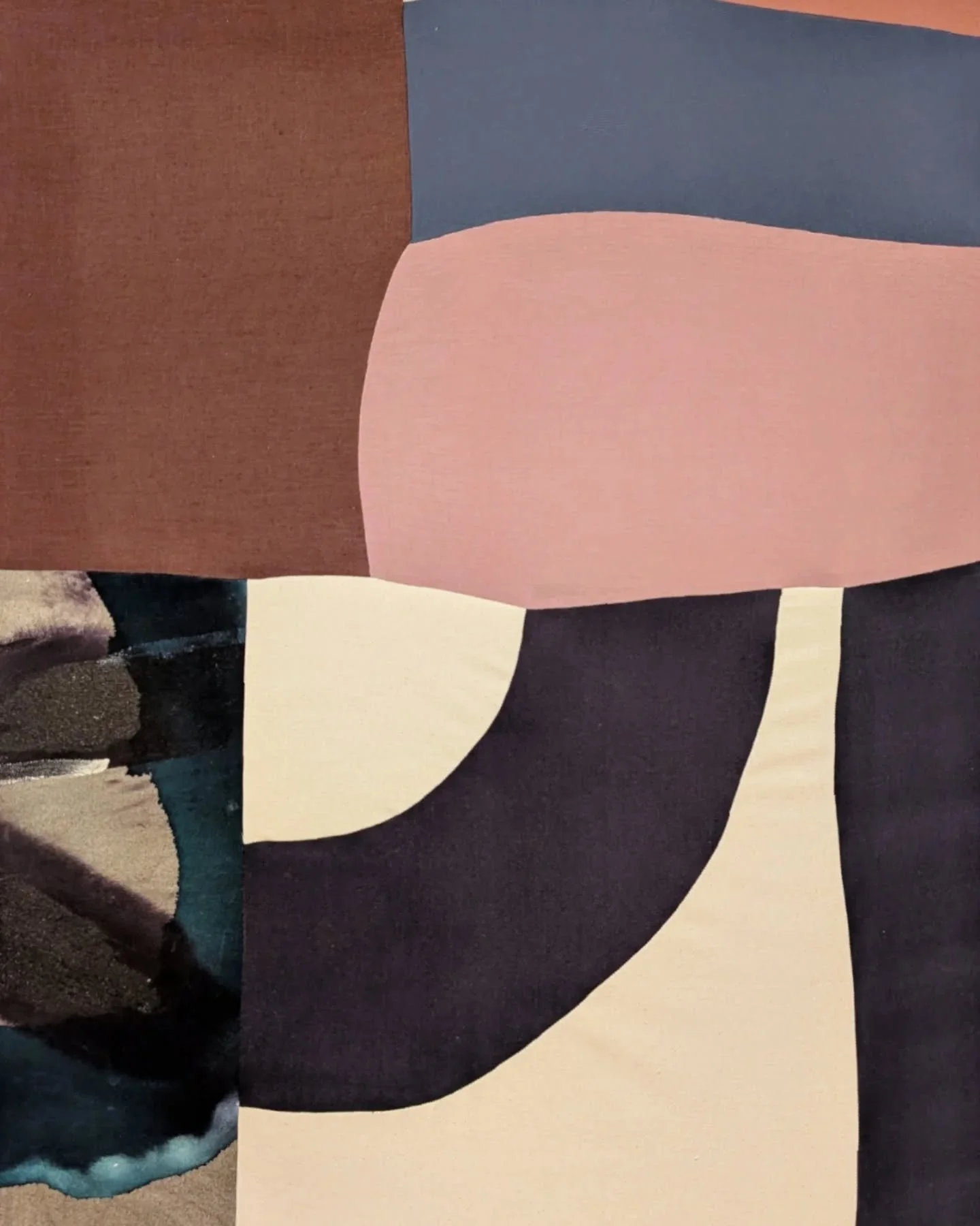 Most of my current body of work includes recycled pieces of canvas that I painted 5+ years ago. As I'm starting to run low on my stock of old paintings, I'm starting to experiment more with what kind of mark making I can do with fabric. This piece is