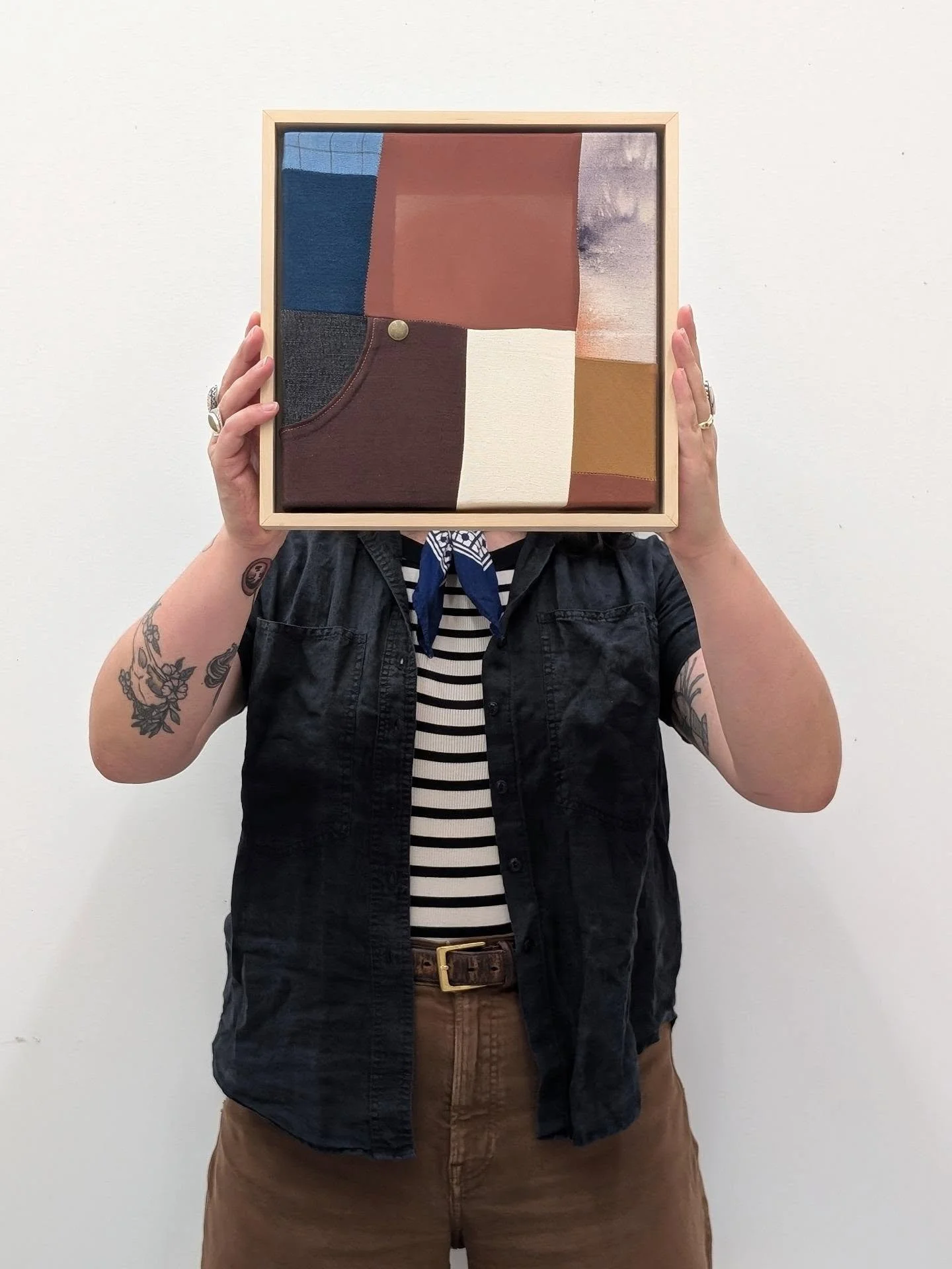 I'm excited to share this year's piece for the 100 amigos exhibition as part of @astroartsfestival !

"Third Chance", ink on canvas, sewn textiles and metal, 12" x 12". 

Come see her in person at the opening reception this Friday