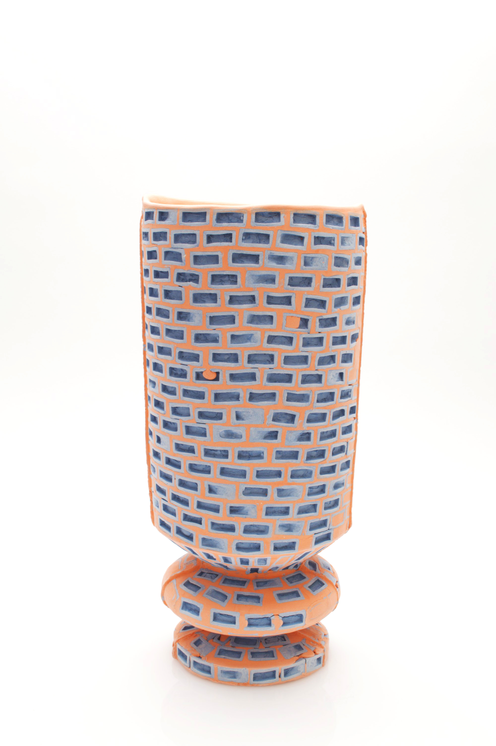 Mini-Brickware Vase (Blue &amp; Orange)