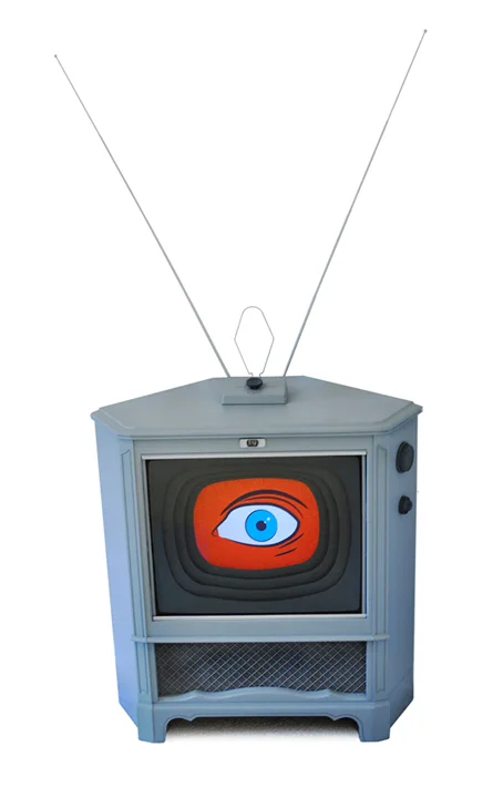 Home Remix Peninsula Fine Arts Center Repurposed television with animated eye