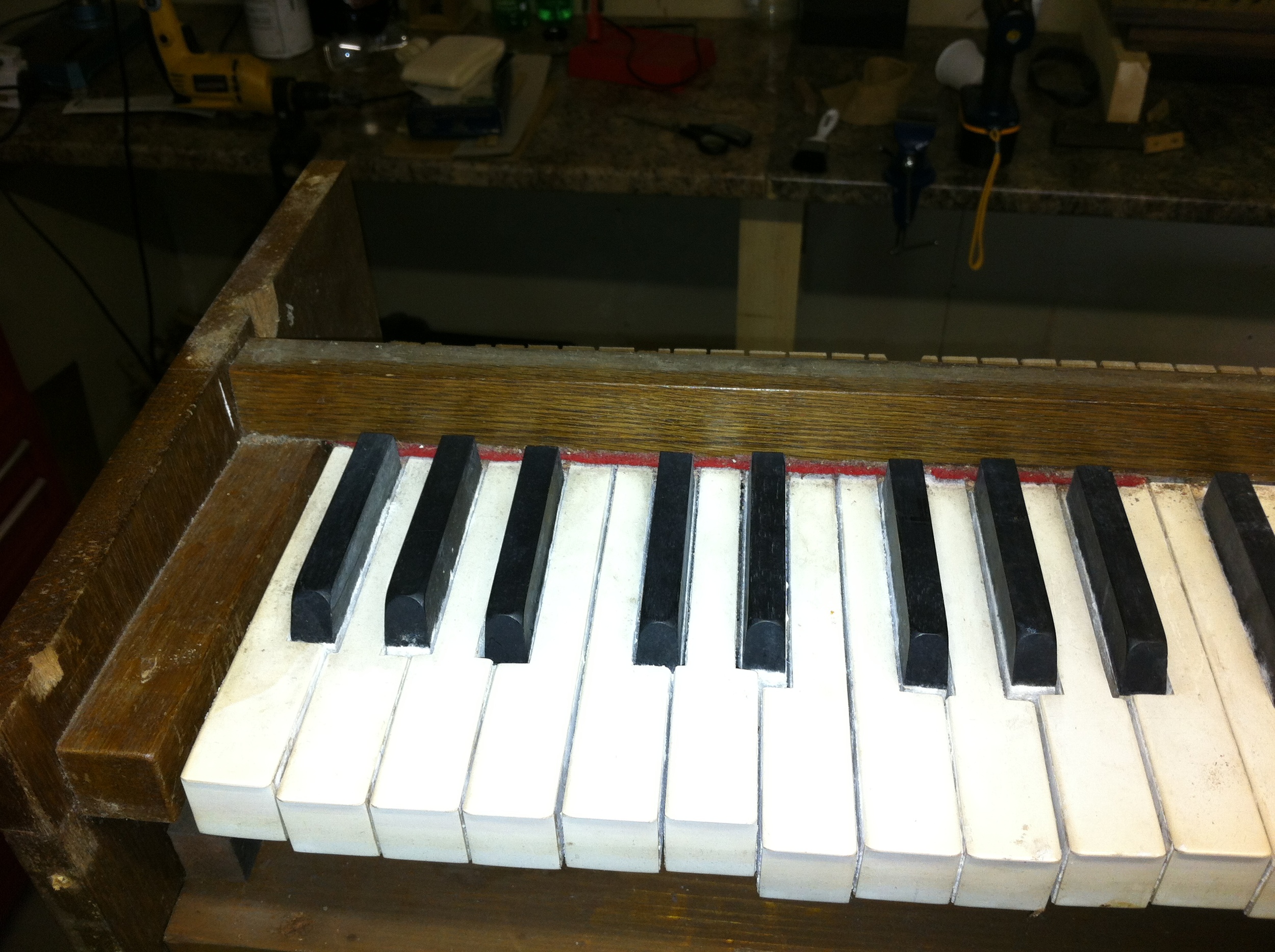  The keys were stuck together with white fuzz from dampness 