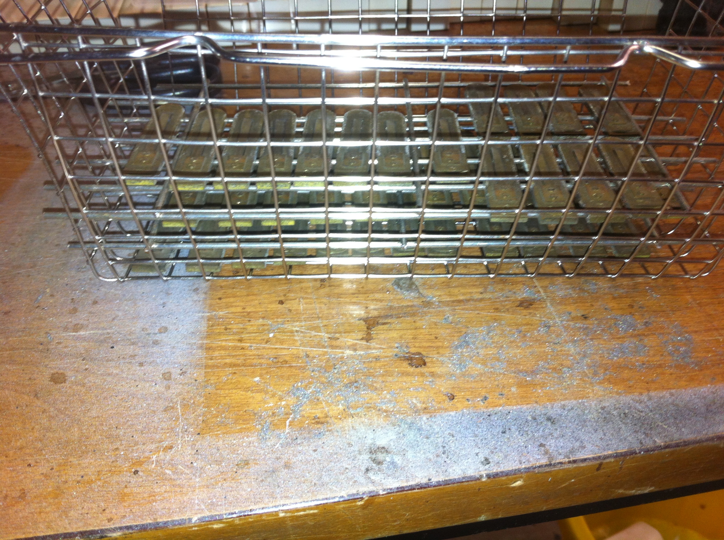   Reeds in ultrasonic cleaner basket  