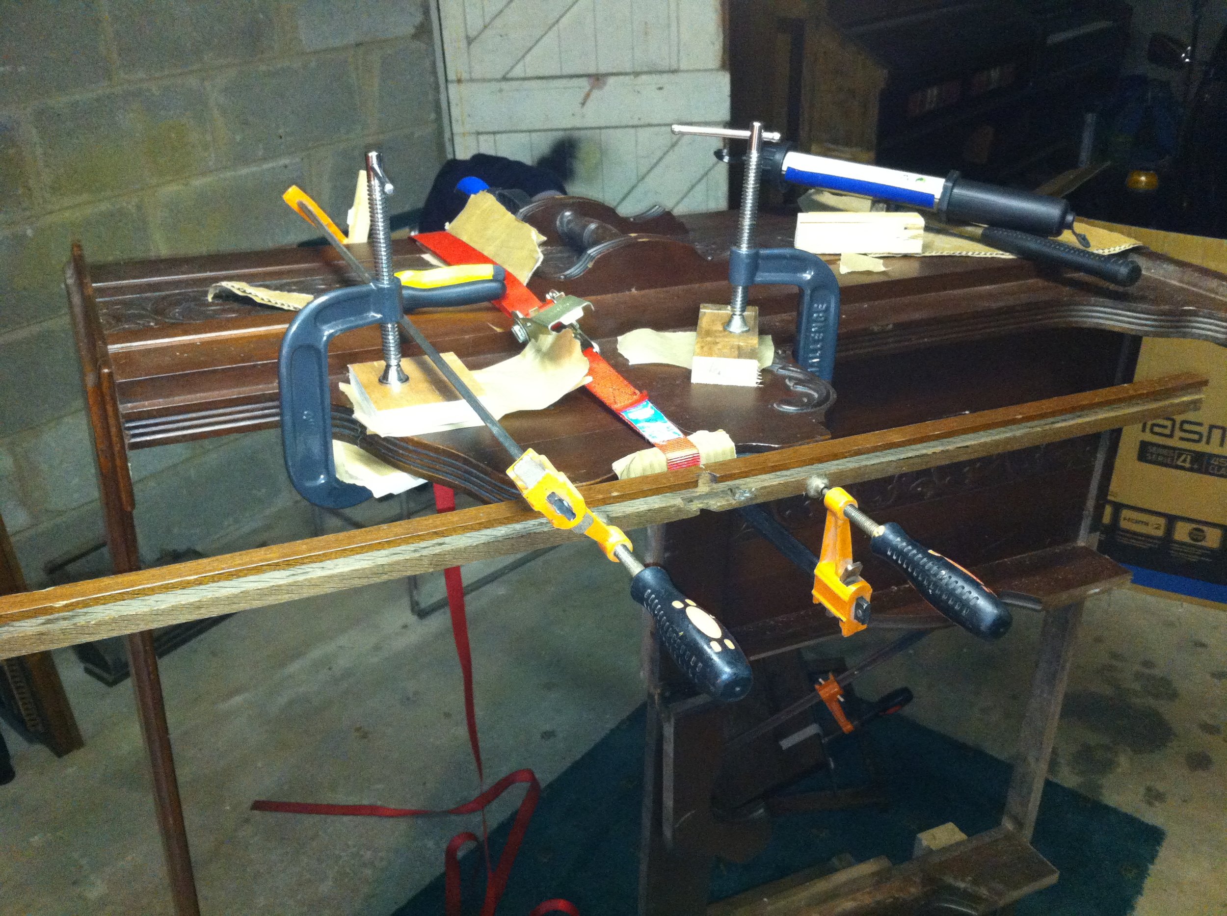  The front of the case glued and clamped 