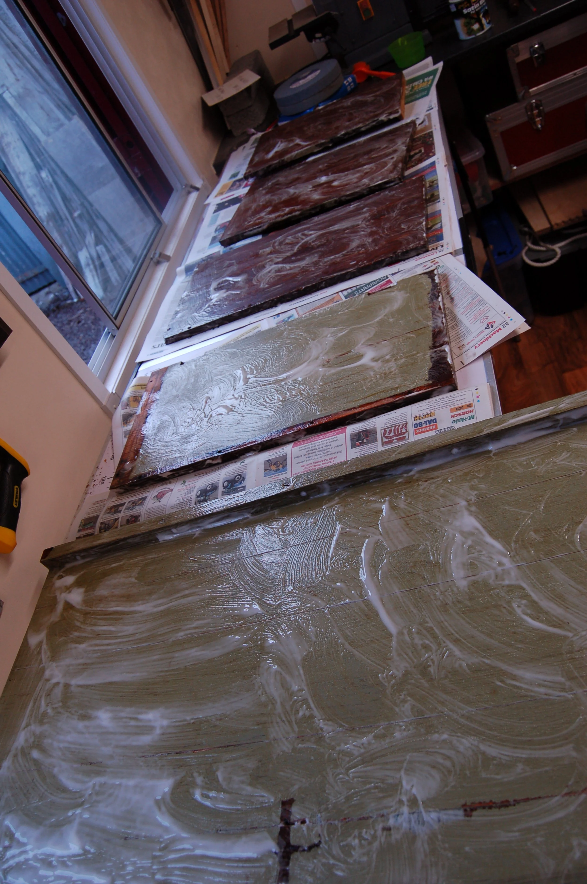  Panels covered in paint stripper 