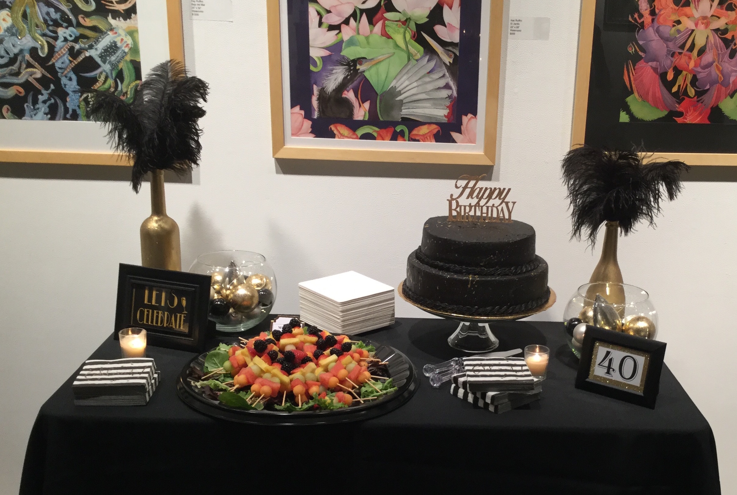  40th Birthday   Venue:  The Liberty Art Gallery &amp; Event Space, Long Beach   Cake:  Bubba Sweets   Over The Moon Package: &nbsp;Full Design, Planning, &amp; Coordination 