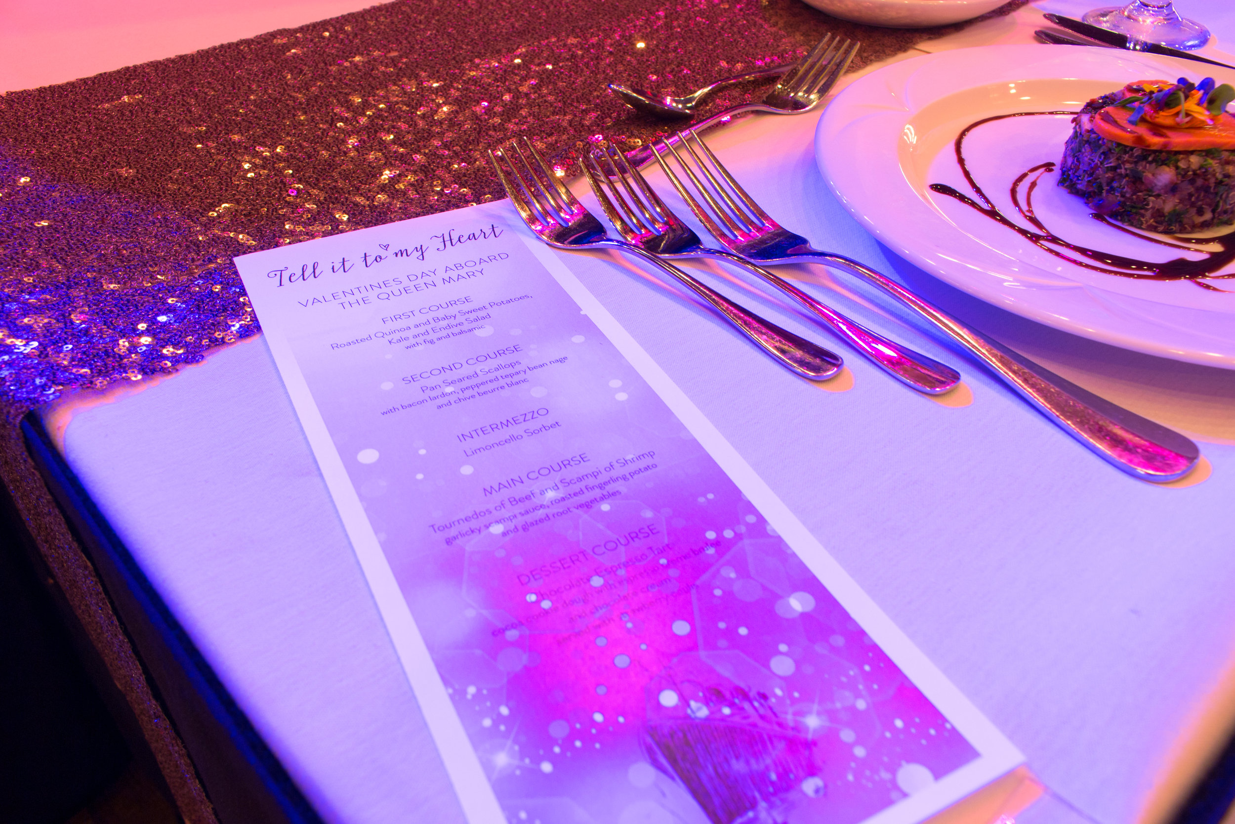  Tell It To My Heart: Valentine's Day Dinner featuring Taylor Dayne  Venue &amp; Catering: The Queen Mary  Photography: Mathew Martinez  AV: DJE Sound &amp; Lighting  Over The Moon Package: Full Design &amp; Coordination 