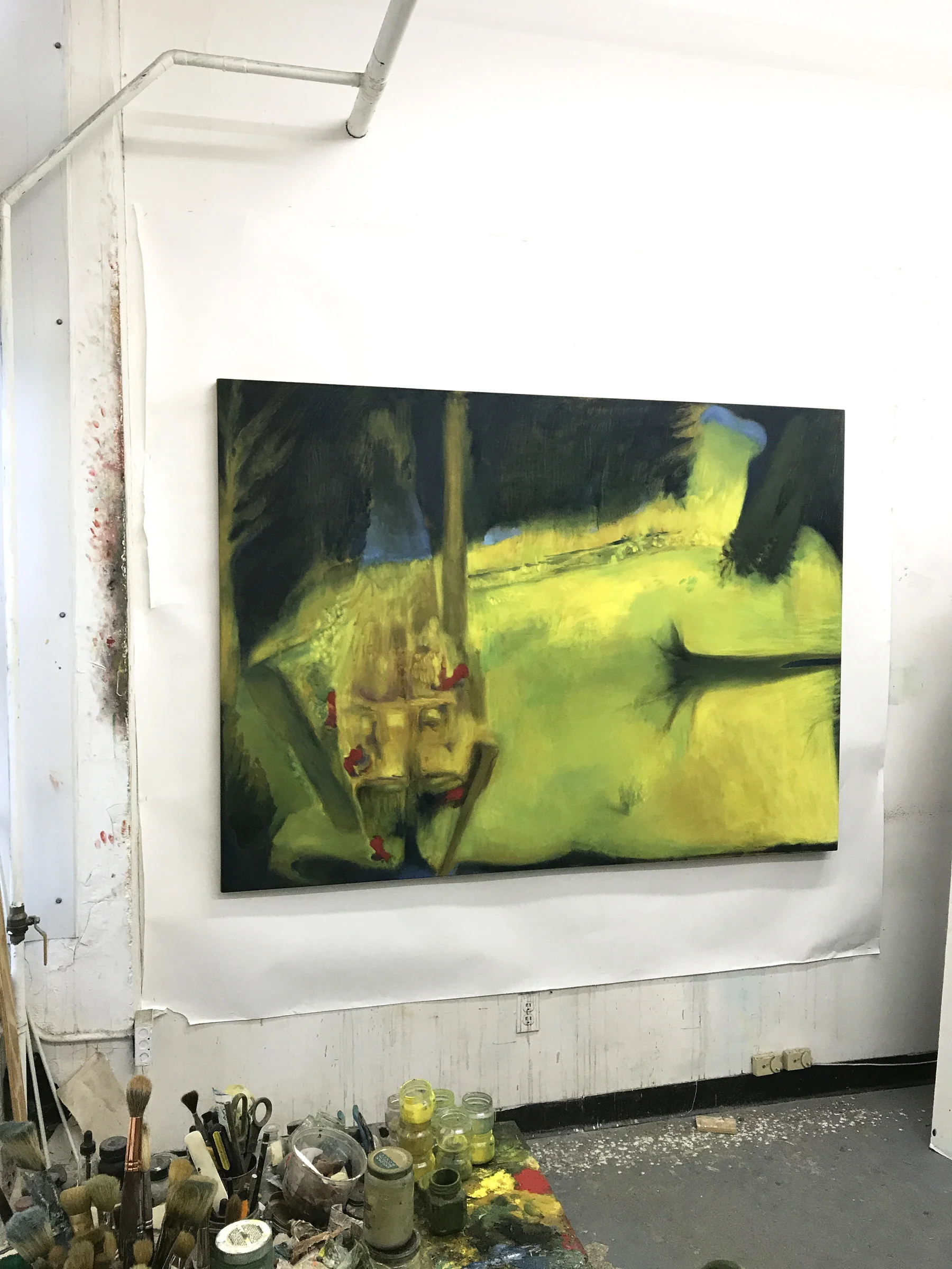 John Benicewicz. Johnny, 2017. Oil on linen, 54 by 74 inches. Studio View.