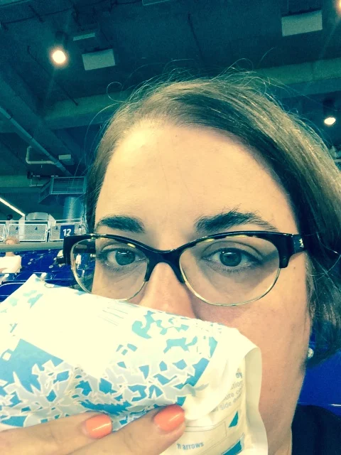 Ice pack on face.