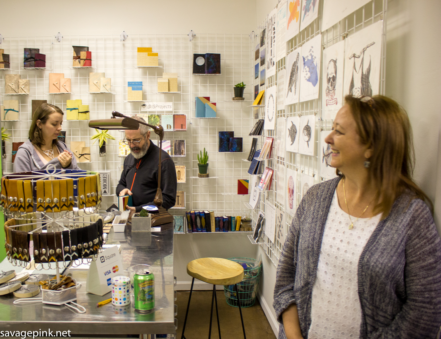 IS has a great new storefront space. Ingrid's mother, Debby (foreground) helps out at IS.