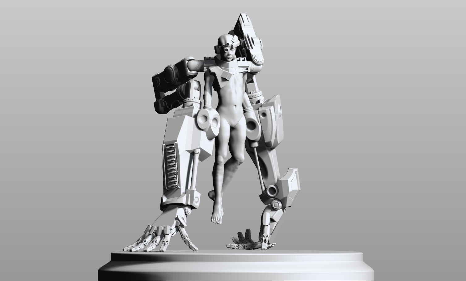 Mek -ID - All aspects. WORK IN PROGRESS. Sculpted in Zbrush. Retopologized in Topogun. Rendered in Keyshot. Concept by Lucian Stanculescu