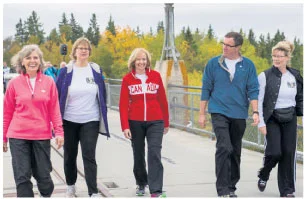 From L to R: Deborah Apps (president & CEO, TCT); Ruth Kristjanson (vice-president corporate relations, Manitoba Hydro); Laureen Harper (Honorary Campaign Chair); Ian Hughes (president, Trails Manitoba); The Hon. Shelly Glover (Minister of Canadian Heritage and Official Languages). 