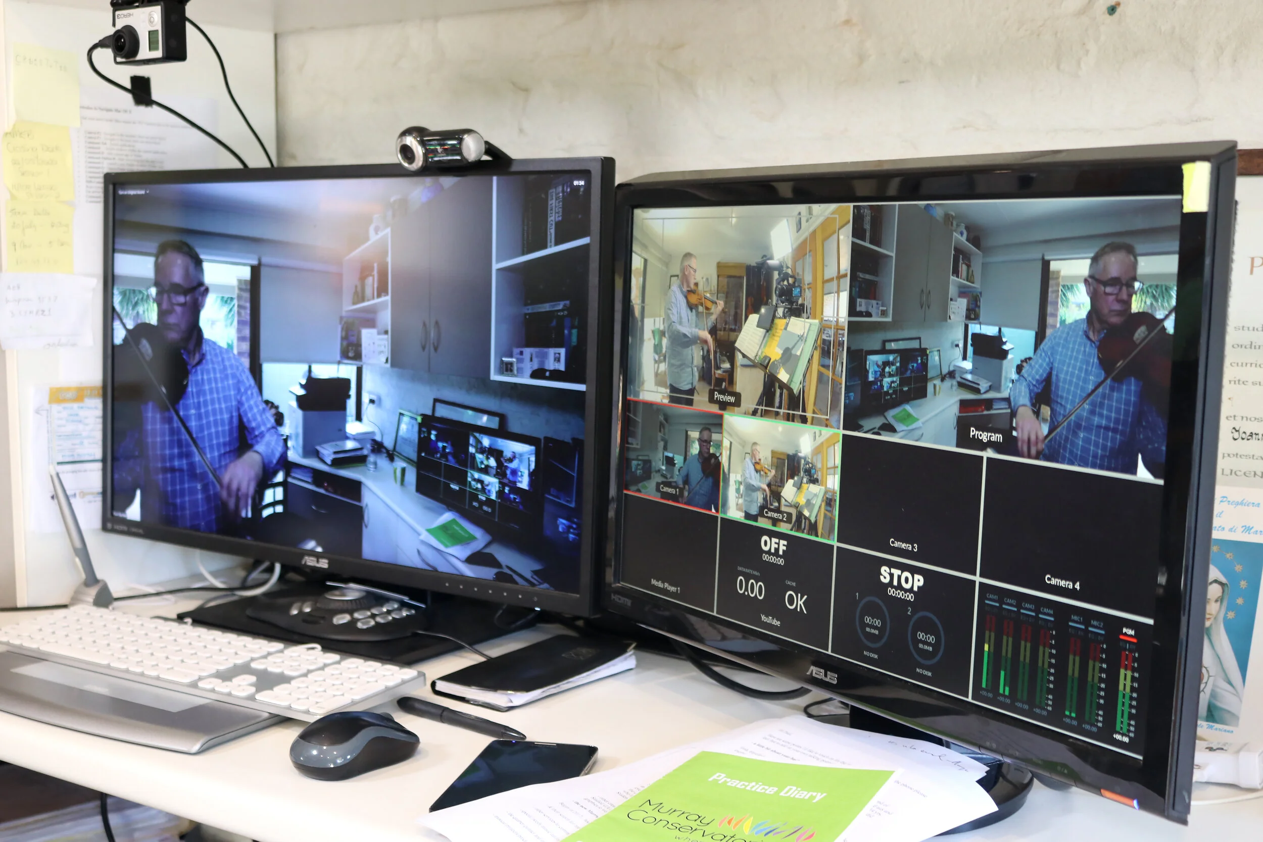 Paul's home office set up to provide lessons for students learning via distance or self-isolating.