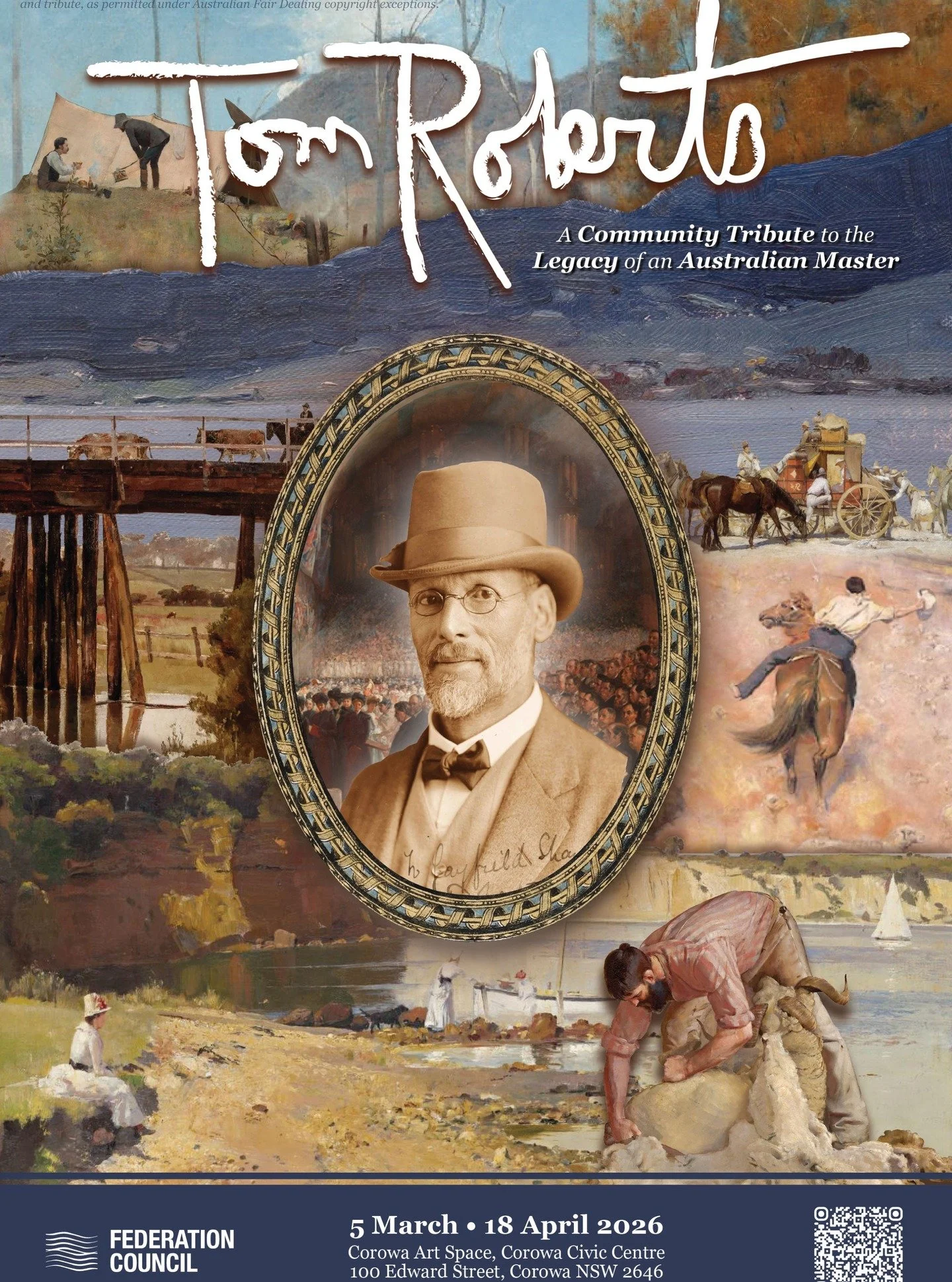 Corowa Art Space is inviting submissions to 'Tom Roberts: A Community Tribute to the Legacy of an Australian Master'. 

To celebrate the 170th anniversary of Roberts' birth, they&rsquo;re seeking works that respond to his iconic style, from en plein 