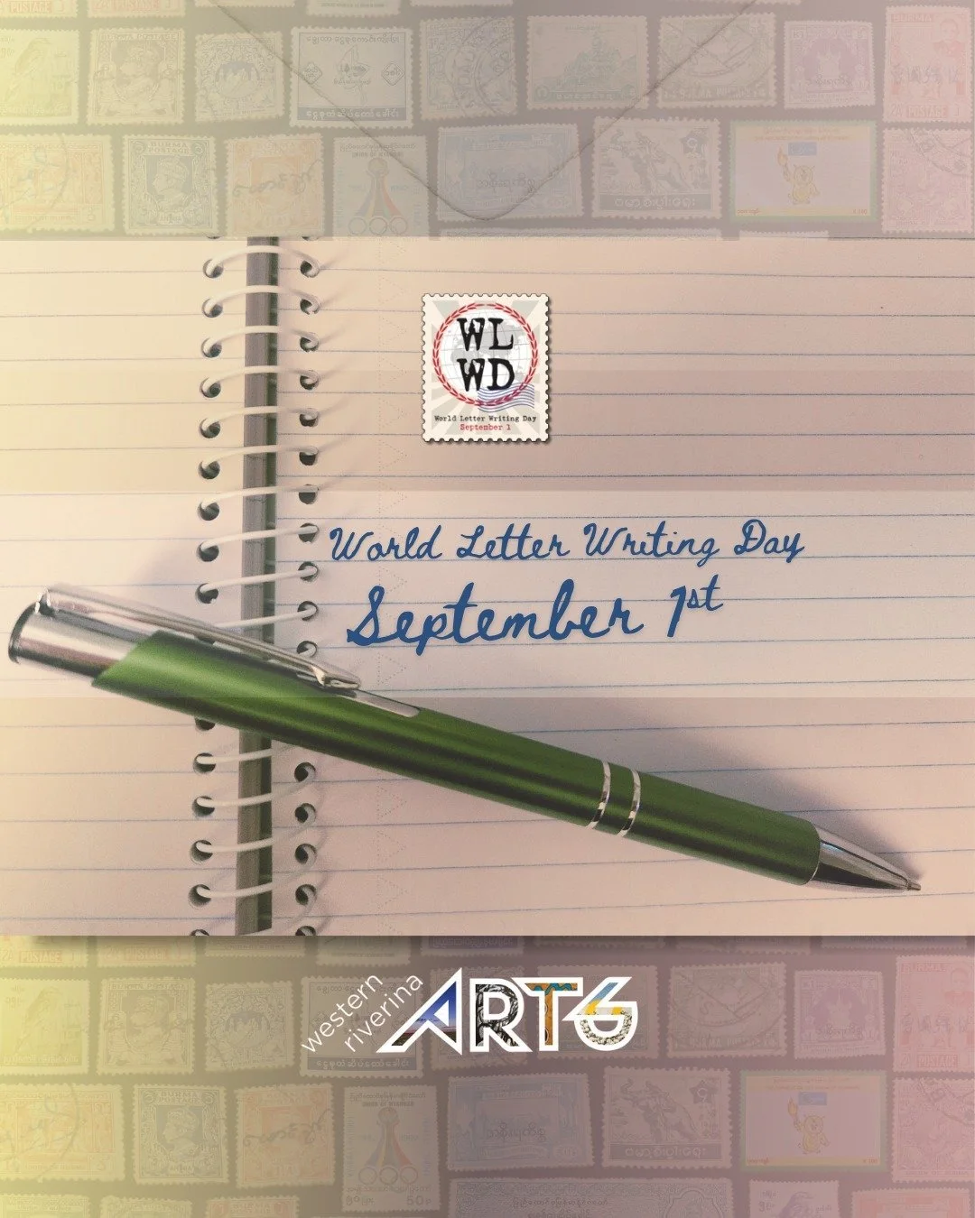 Take a moment today to write a letter to someone you care about.

#worldletterwritingday #SnailMail #westernriverinaarts #creativeriverina