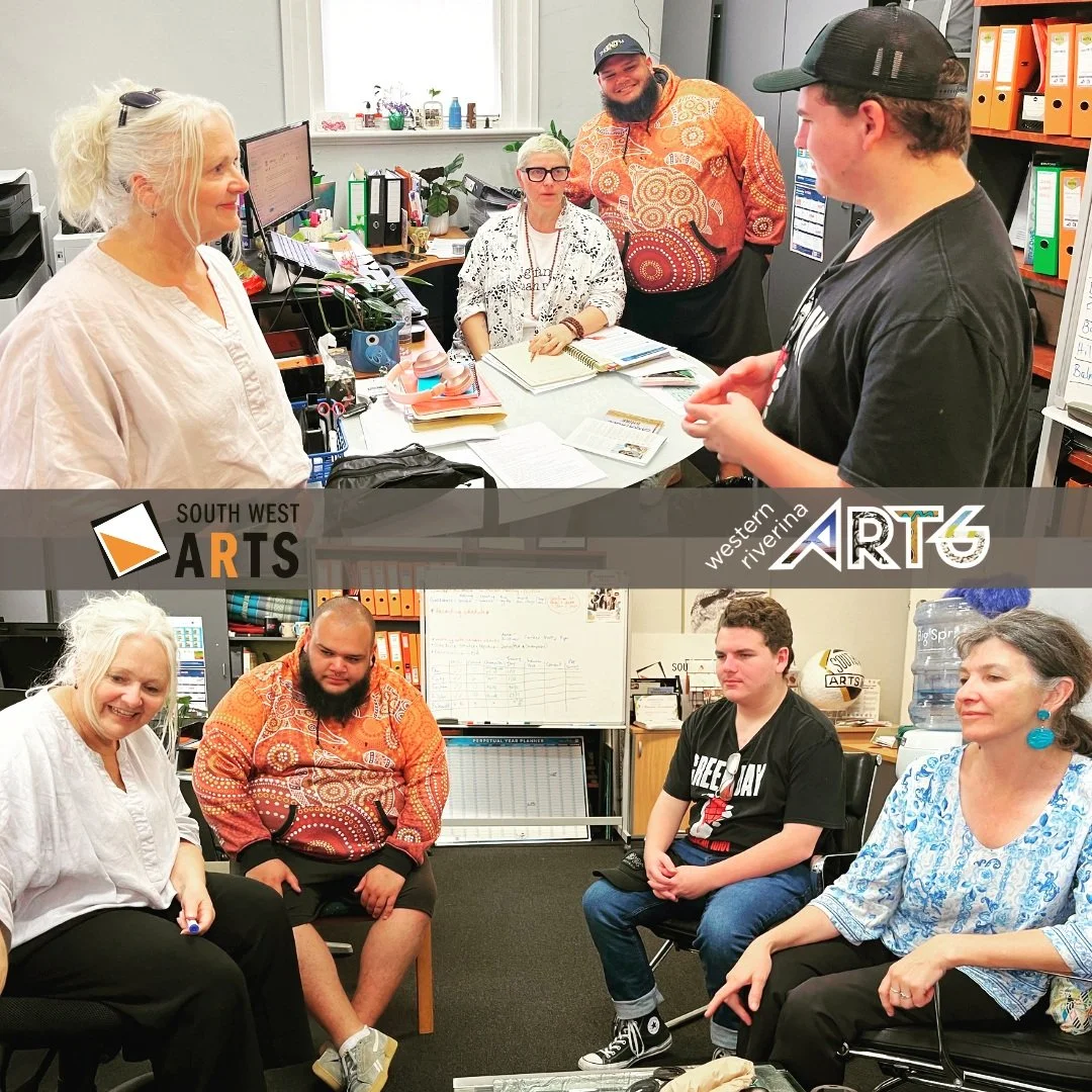 Our team recently visited the team at South West Arts in Deniliquin to catch up, share ideas and continue developing a range of projects across the southern and western regions of NSW.
It was a great opportunity to connect and build on existing partn