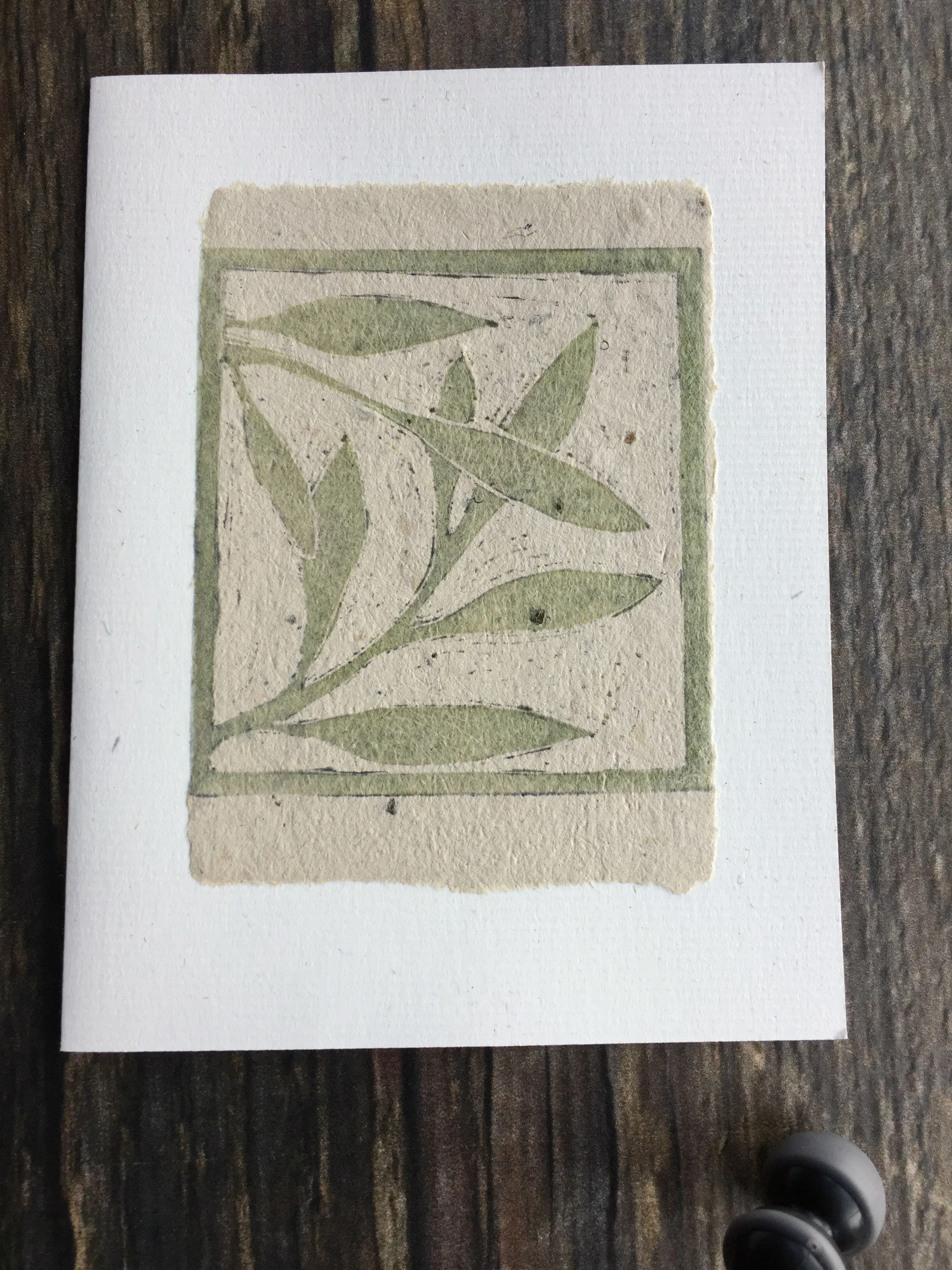 stamped handmade paper notecard