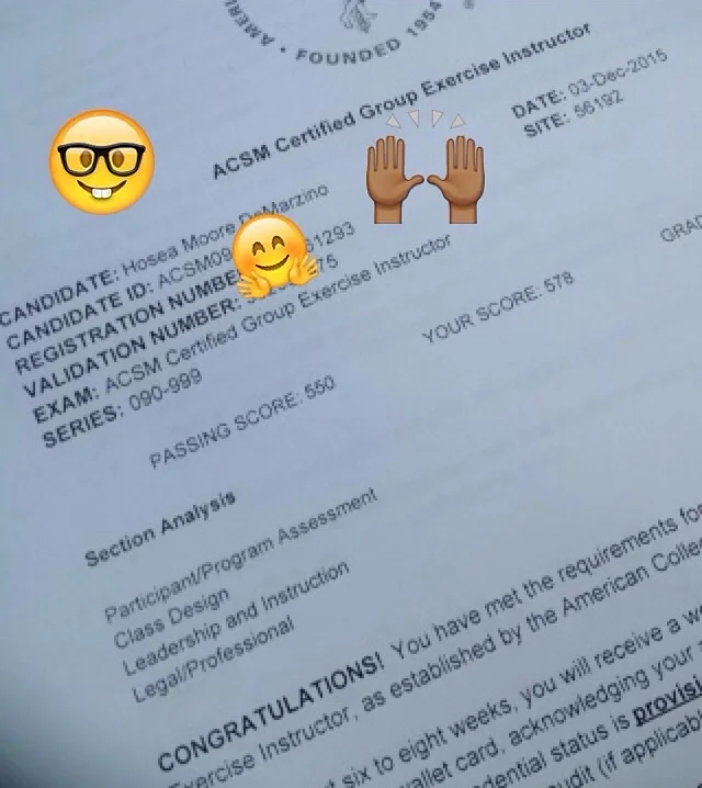 ACSM Certified Group Exercise Instructor !