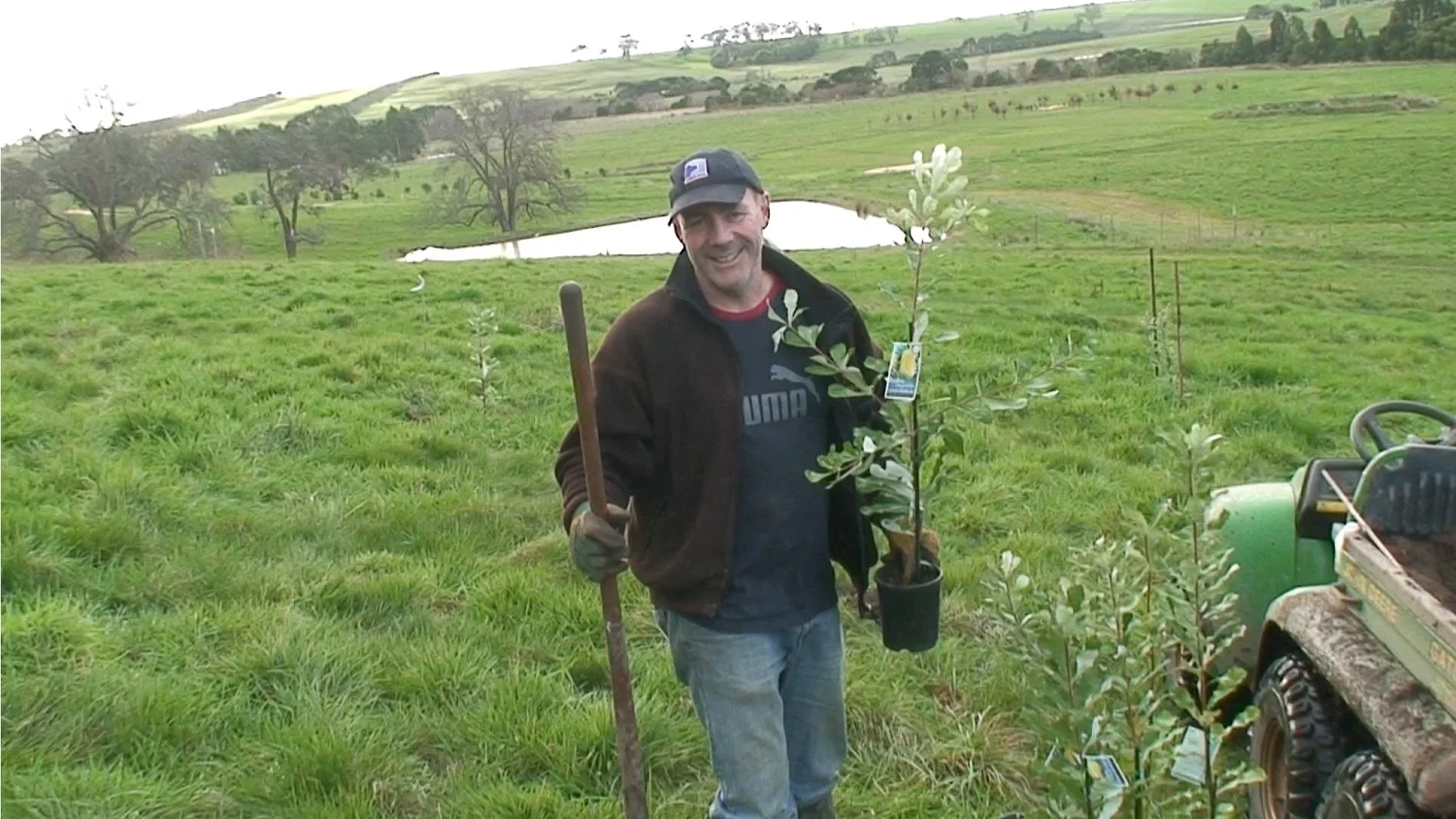 Andrew Griffin helping out with planting.