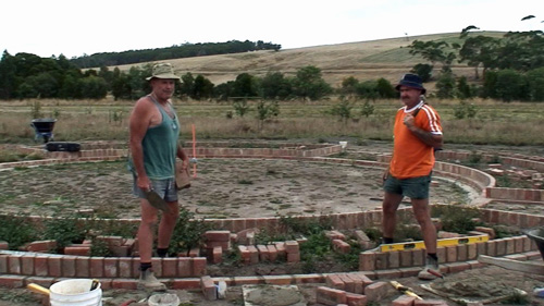 Brickies constructing the Pivot