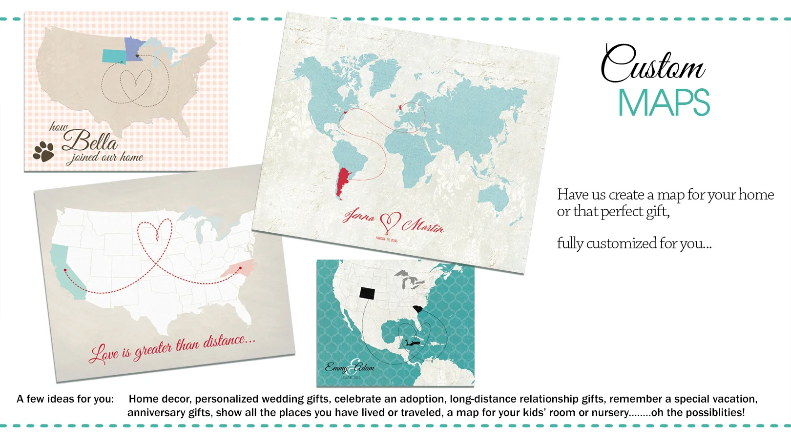 Custom designed world and USA maps for any occasion— The Here and There ...