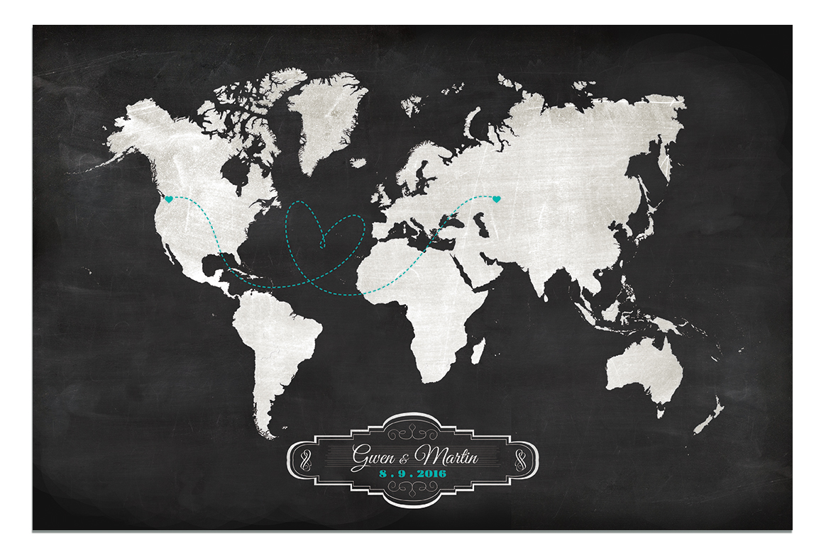black and teal world map, chalkboard wedding decor,custom wedding map, guestbook centerpiece, custom wedding centerpiece, personalized wedding gift