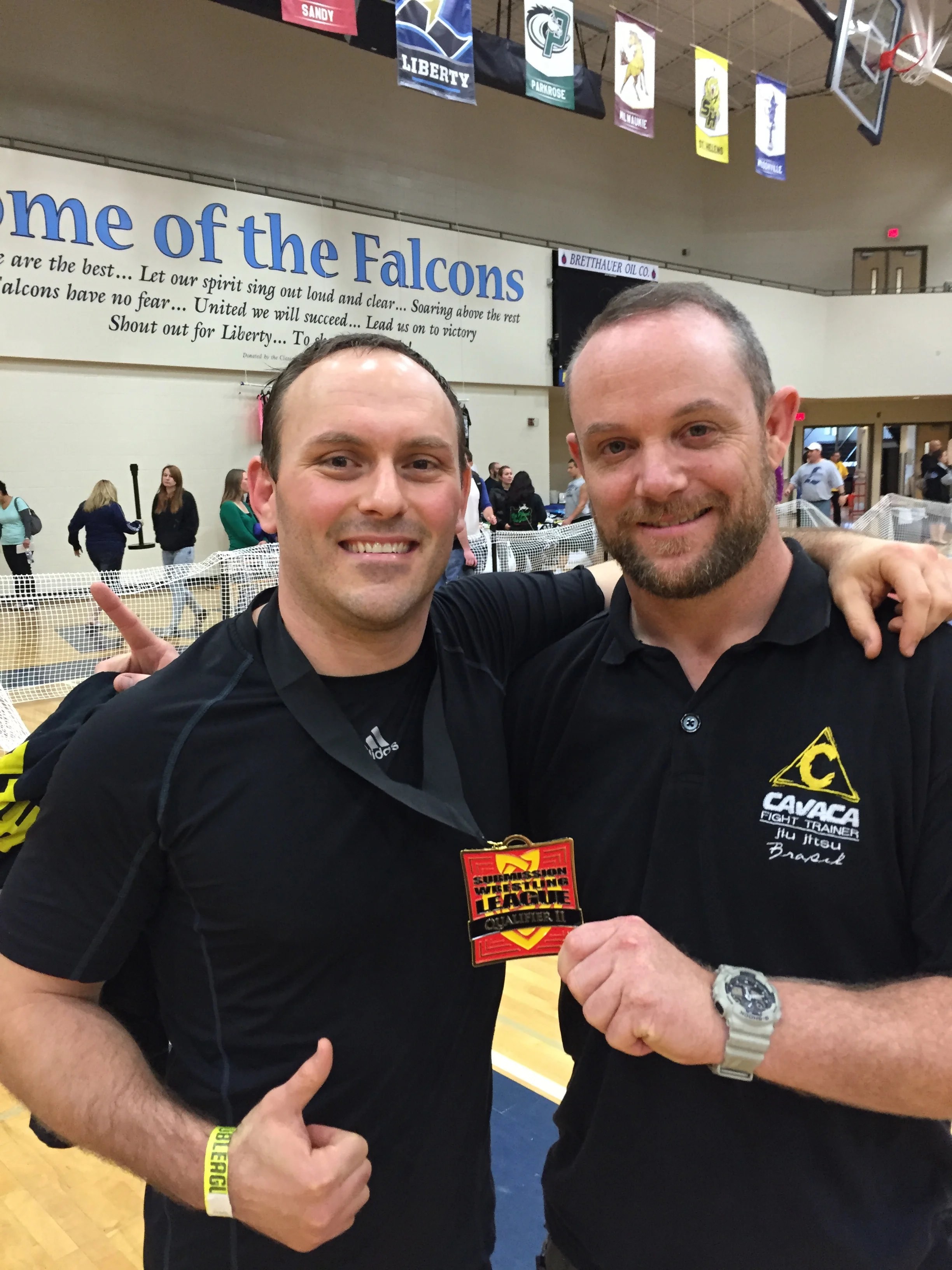  My Coach Jared George and I after winning the Submission Wrestling League Tournament. 