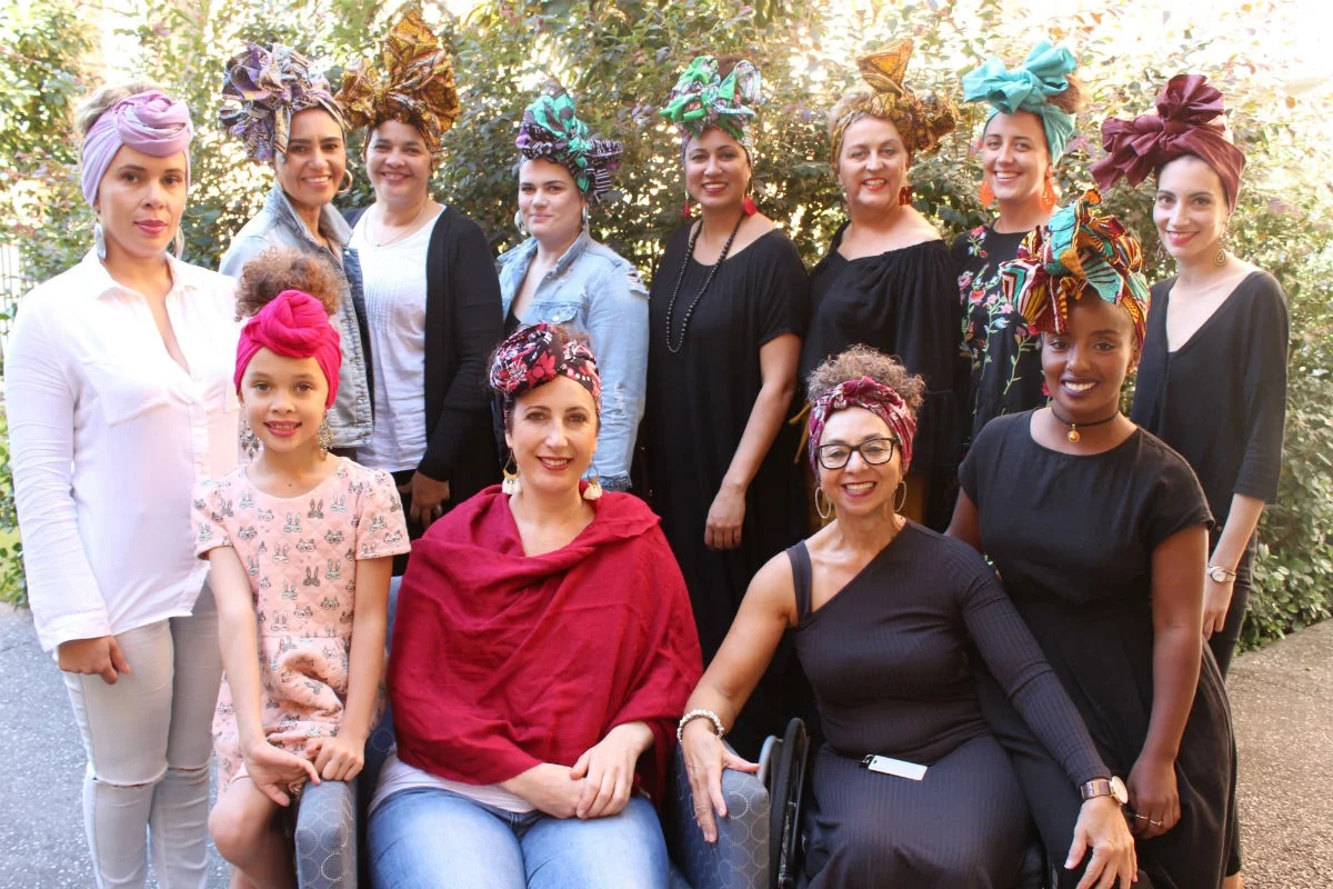 Photoshoot session with participants who attended our head wrap workshop earlier this year. Head wraps from the Diva Headwraps collections.