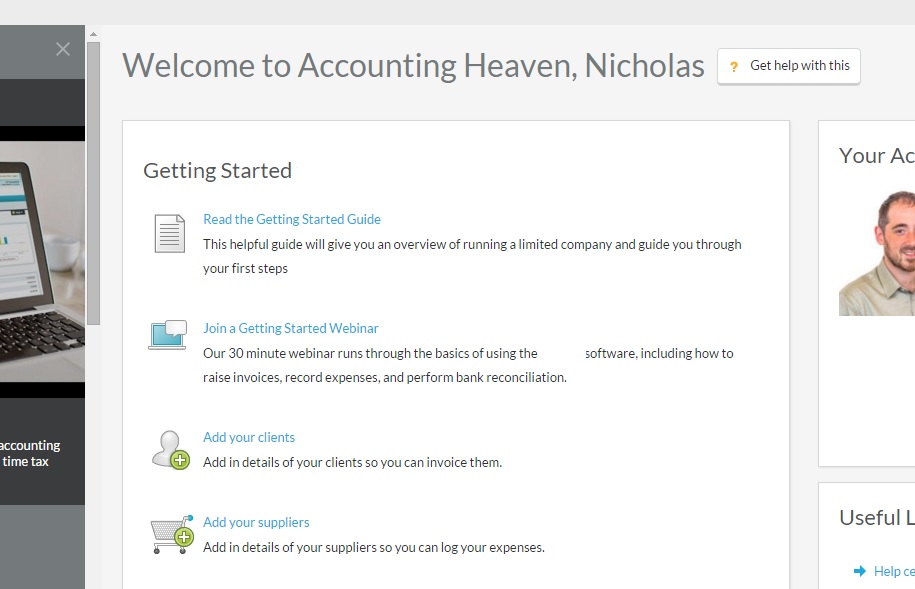 This screen greets me each time I open my online accounting software... Accounting Heaven? Then it must be because I died of frustration and boredom!