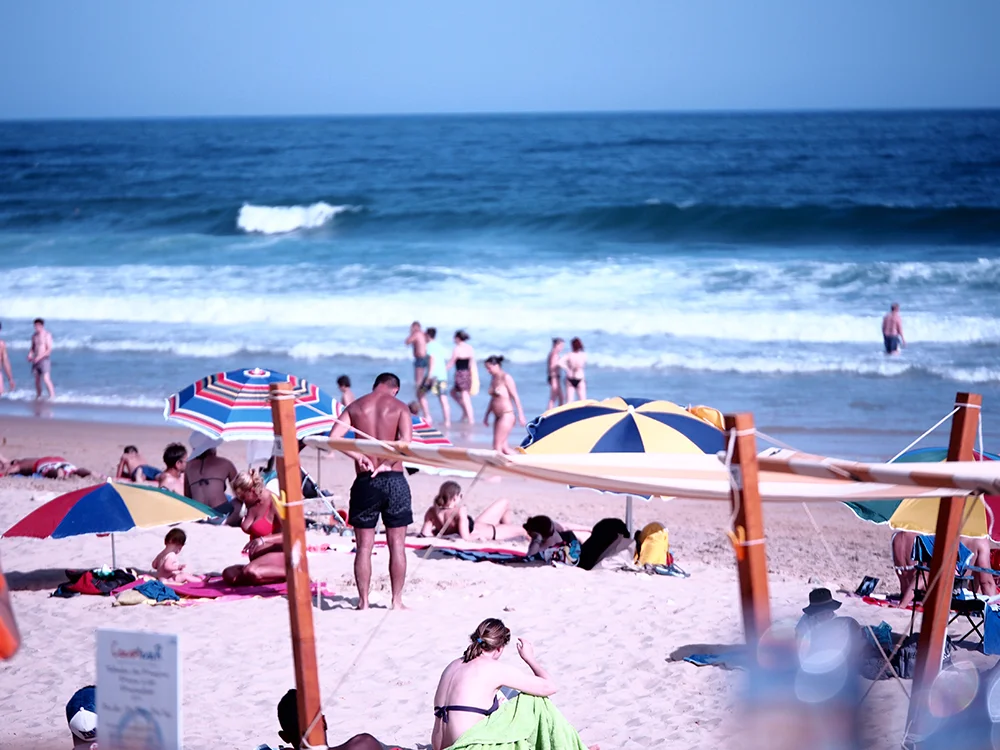 The beach does of course get a little busy at times...
