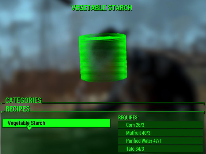 Vegetable Starch proved to be the molasses of the Commonwealth Wasteland.