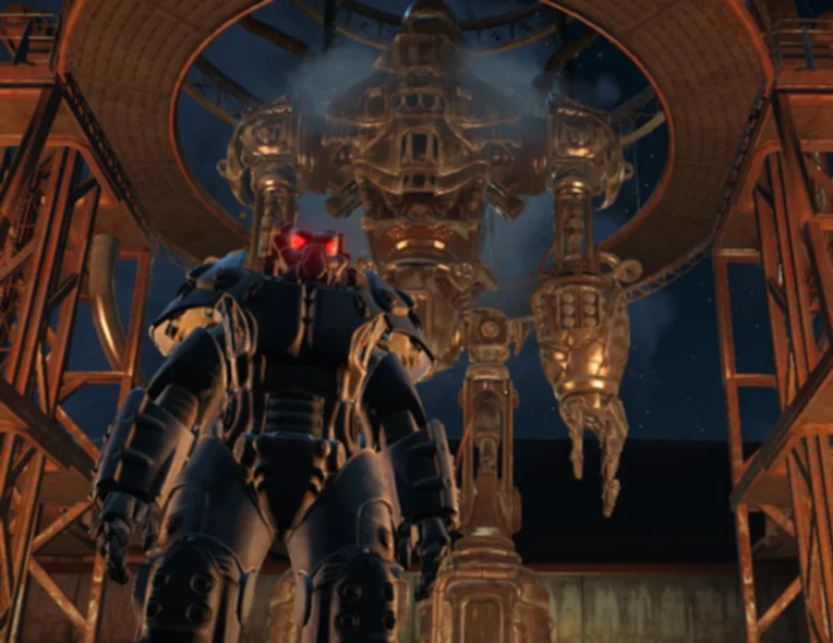 The red-eyed guy standing beside a giant murder robot? NOT A GOOD GUY. Plus, he has a drill for a codpiece, so there's that.
