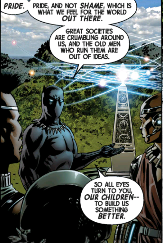 This panel comes up later. It's from New Avengers #1, seconds before Black Panther discovers the colliding universes. Those children die.